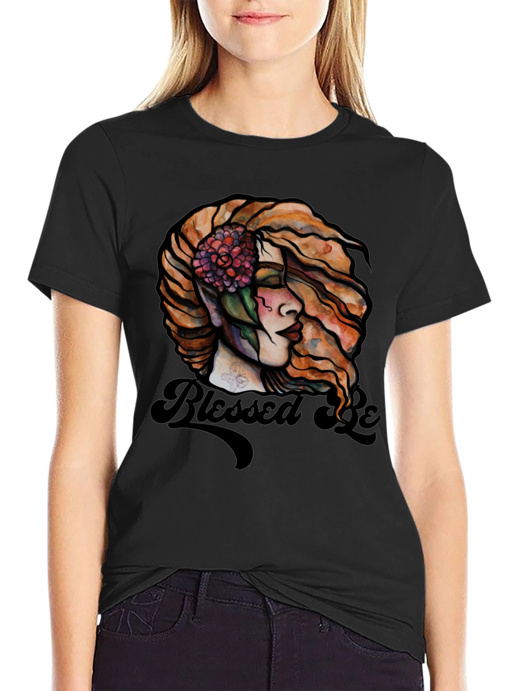 Blessed Be Graphic Tee - Black Cotton Blend