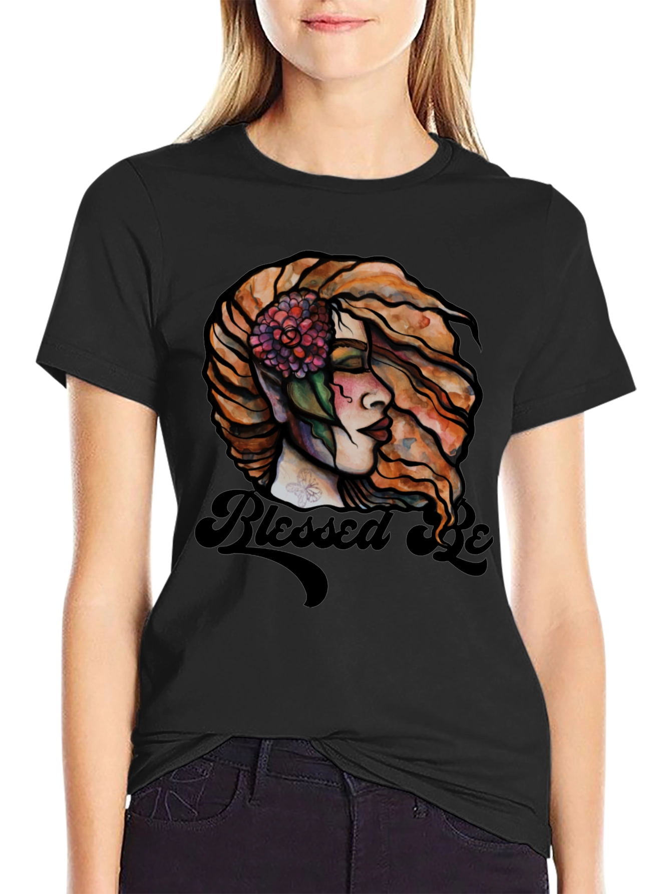 Blessed Be Graphic Tee - Black Cotton Blend
