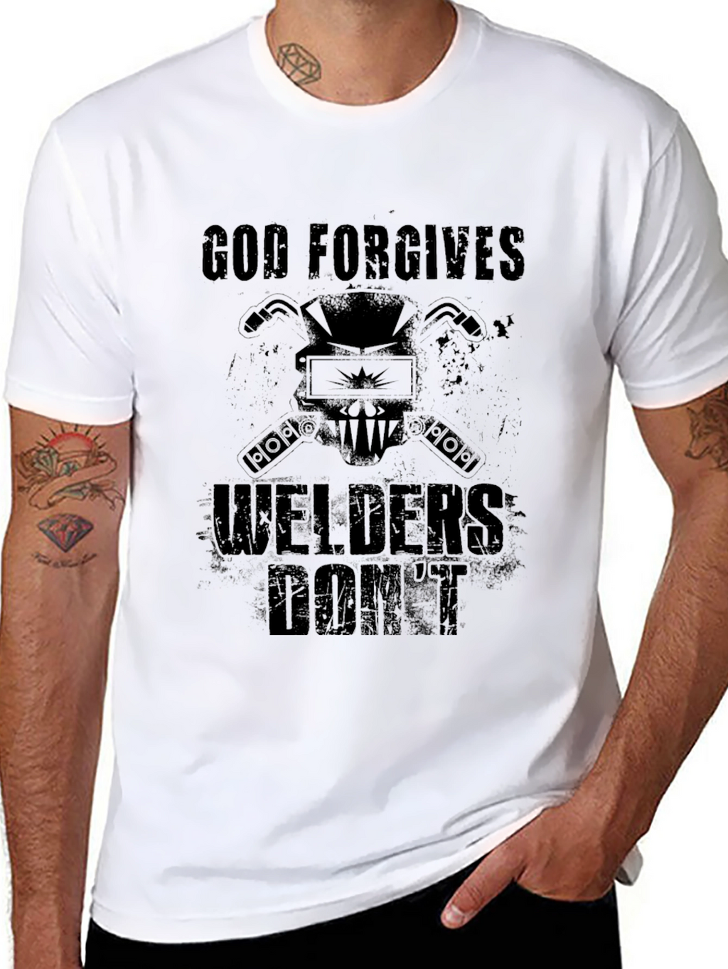 God Forgives Welders Dont Black T-Shirt