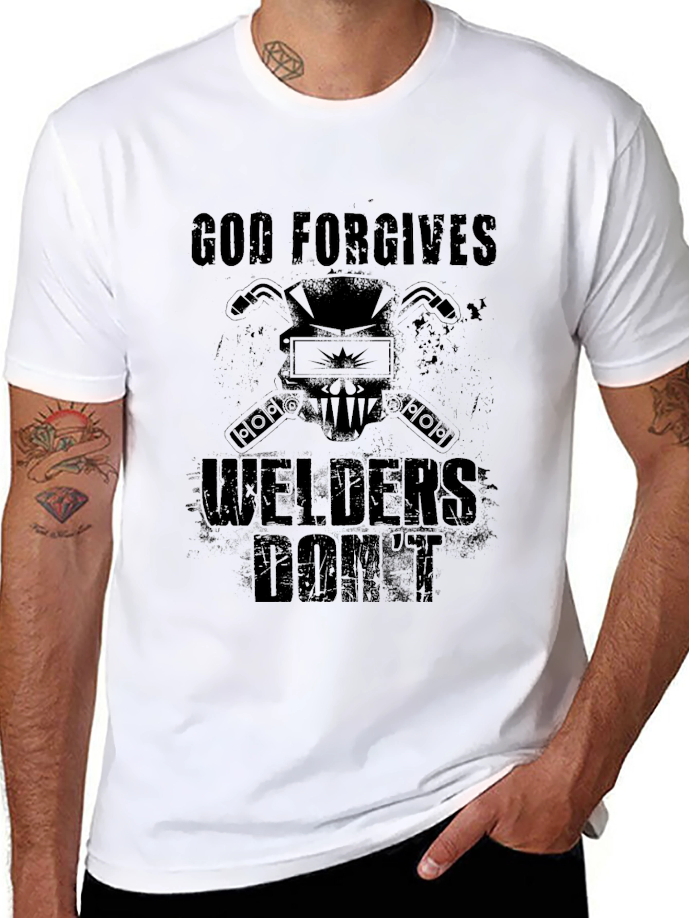 God Forgives Welders Dont Black T-Shirt