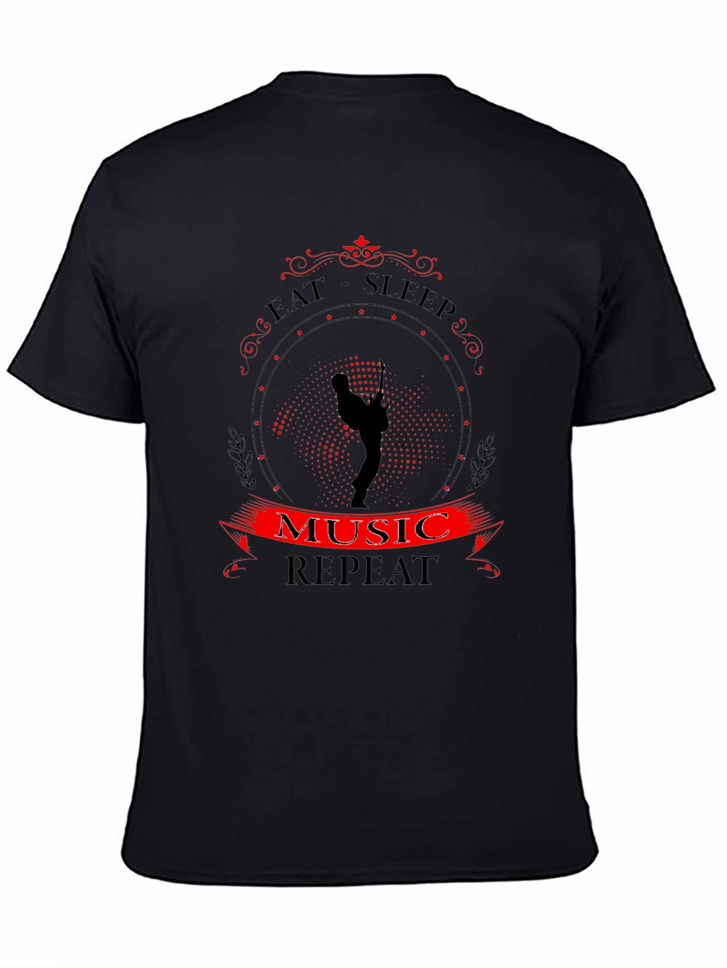 Eat Sleep Music Repeat T-Shirt Black Tee