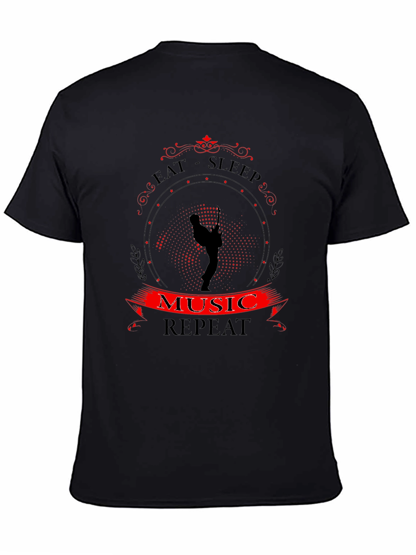 Eat Sleep Music Repeat T-Shirt Black Tee