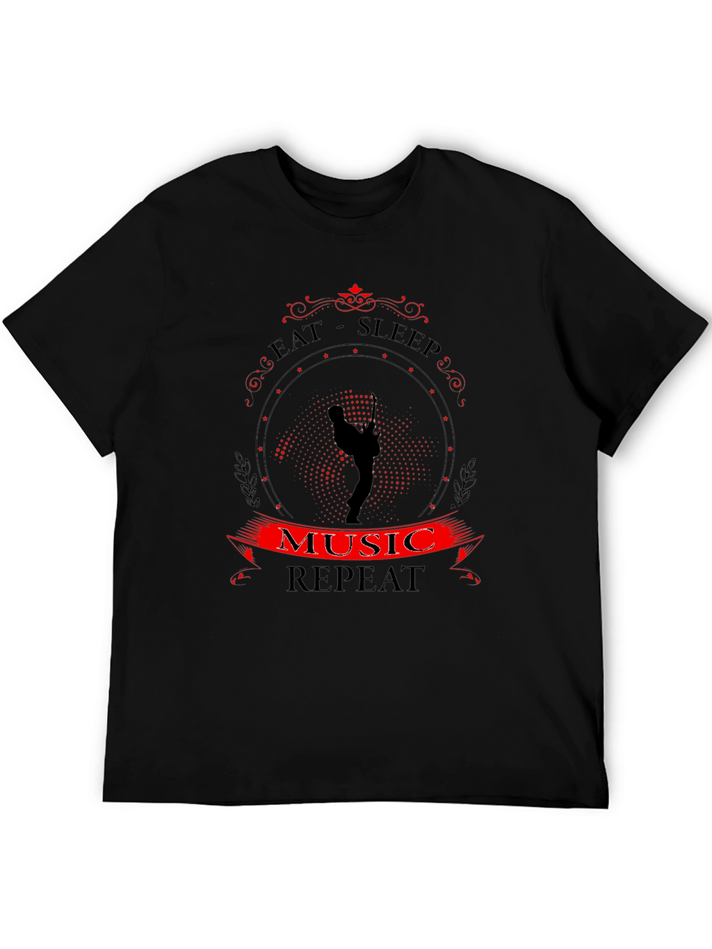 Eat Sleep Music Repeat T-Shirt Black Tee