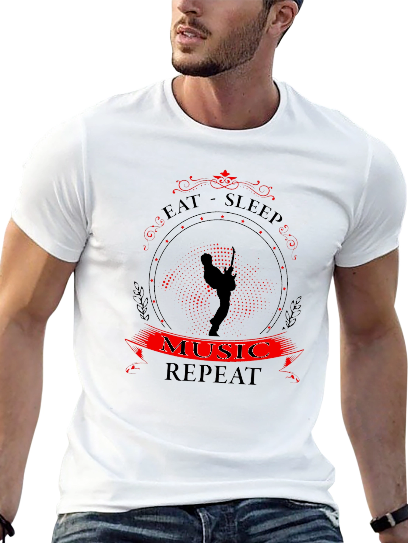 Eat Sleep Music Repeat T-Shirt Black Tee