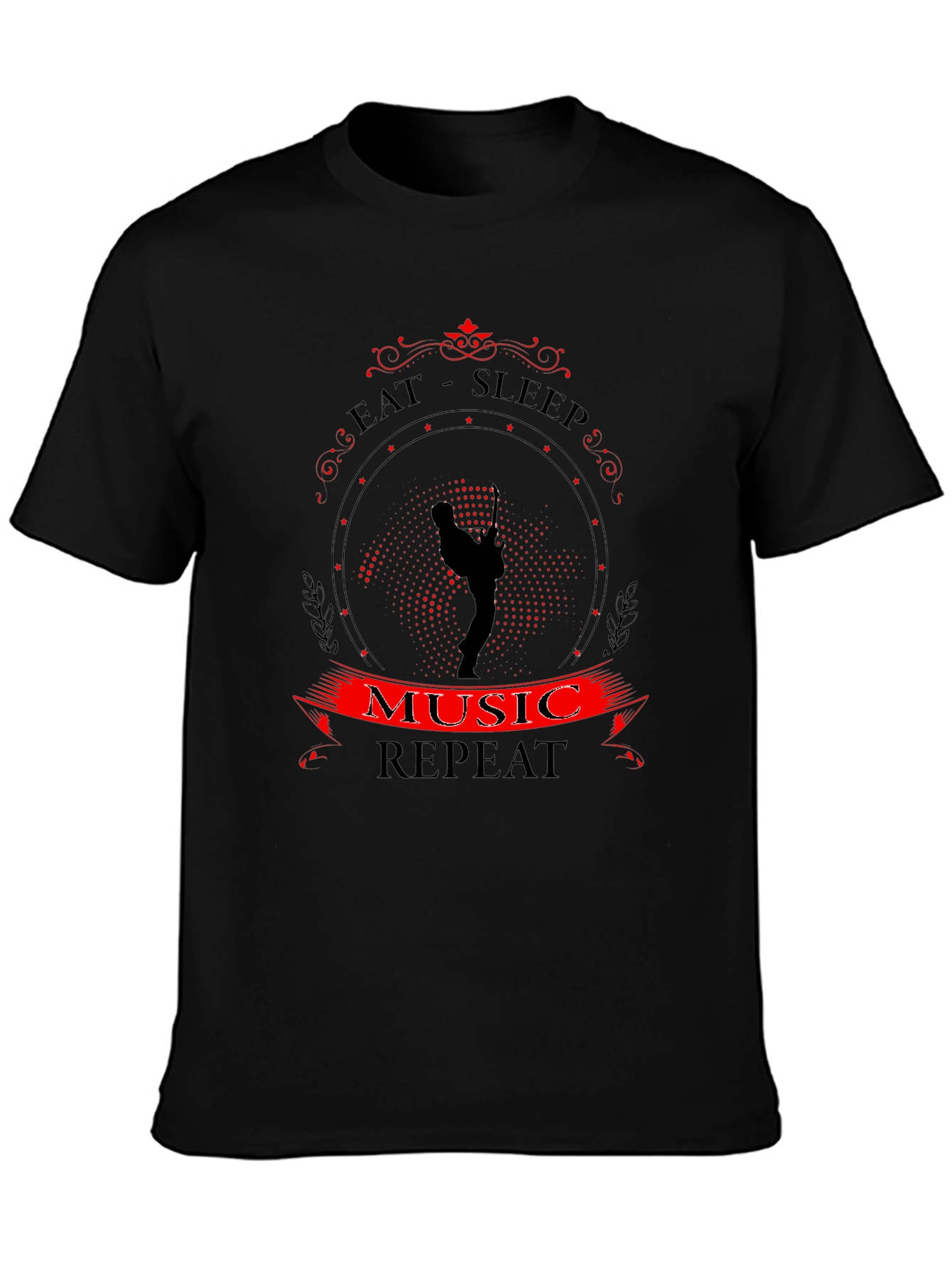 Eat Sleep Music Repeat T-Shirt Black Tee