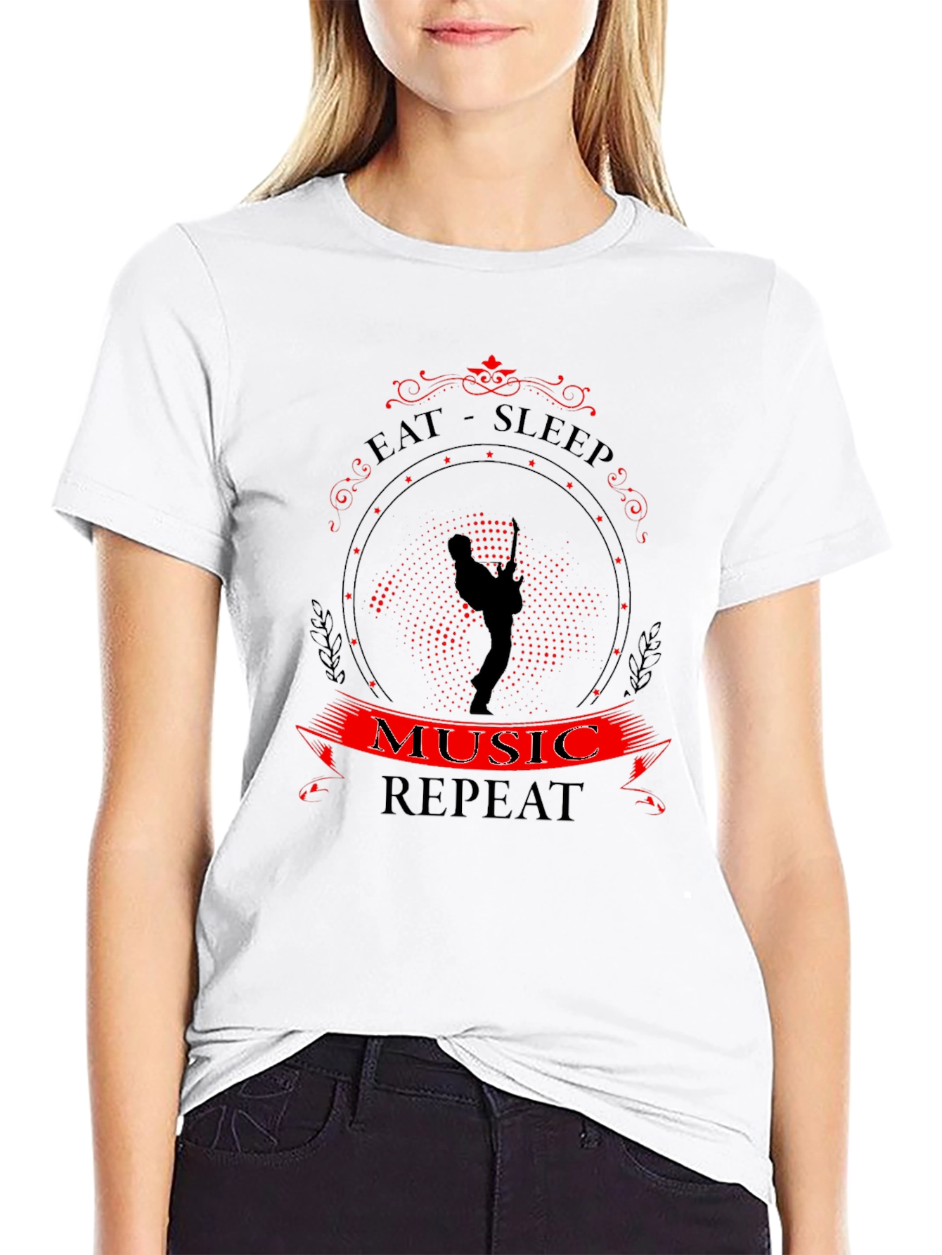 Eat Sleep Music Repeat T-Shirt Black Tee