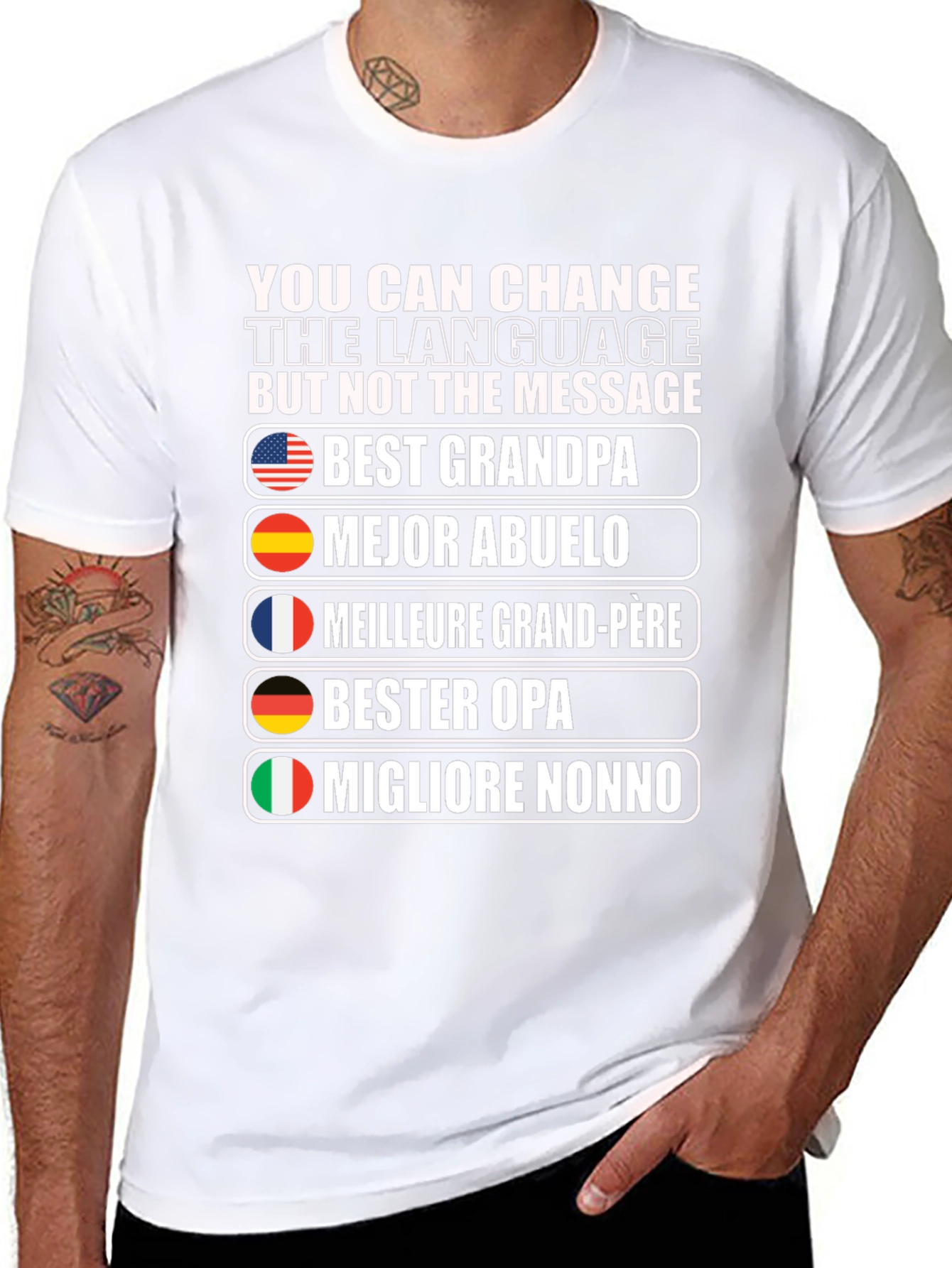 Best Grandpa T-Shirt - Multilingual Grandfather Tee