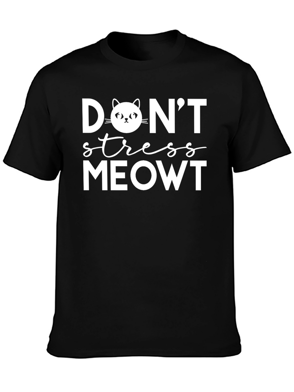 Dont Stress Meowt Black Cotton Graphic Tee