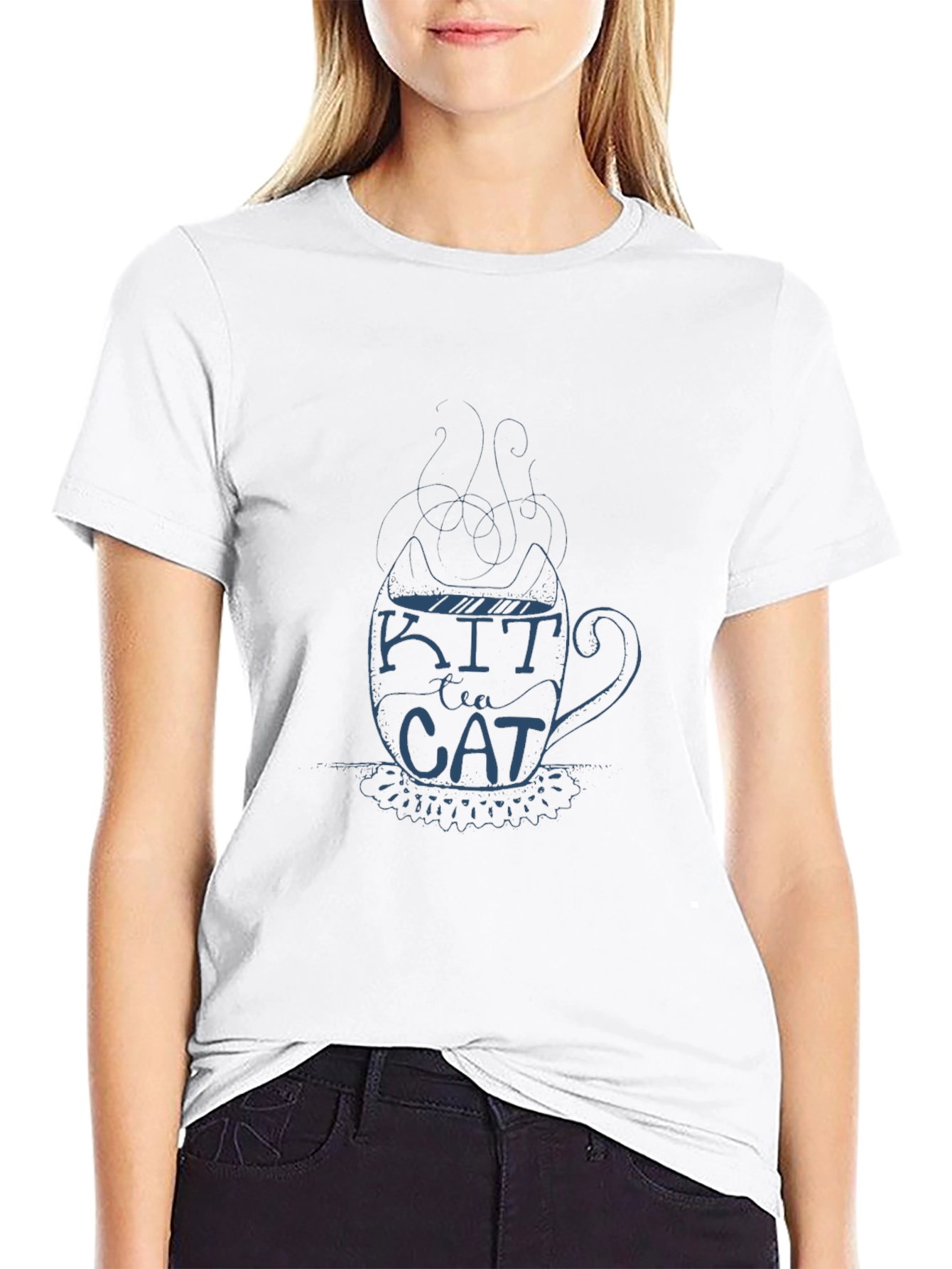 Kit Tea Cat T-Shirt - Black