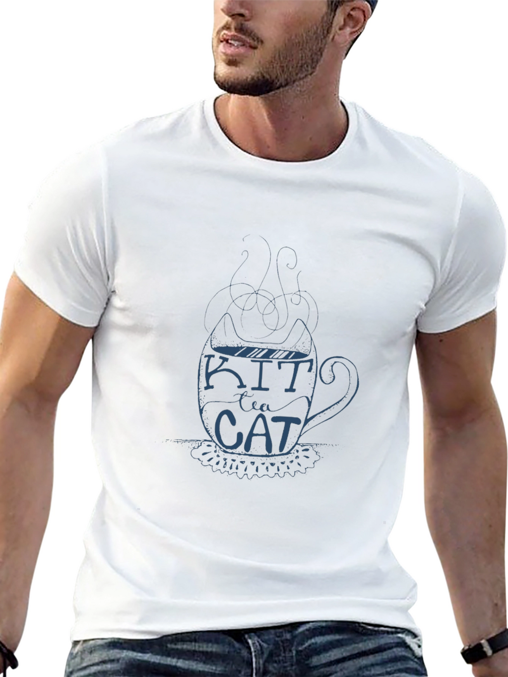 Kit Tea Cat T-Shirt - Black