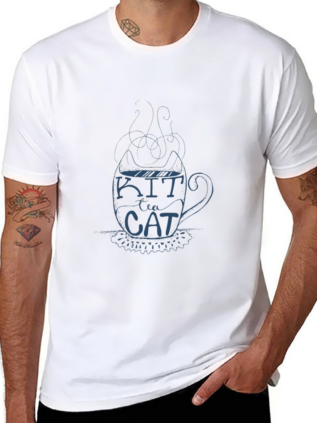 Kit Tea Cat T-Shirt - Black