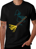 Whimsical Witch T-Shirt: Broomstick Graphic Tee
