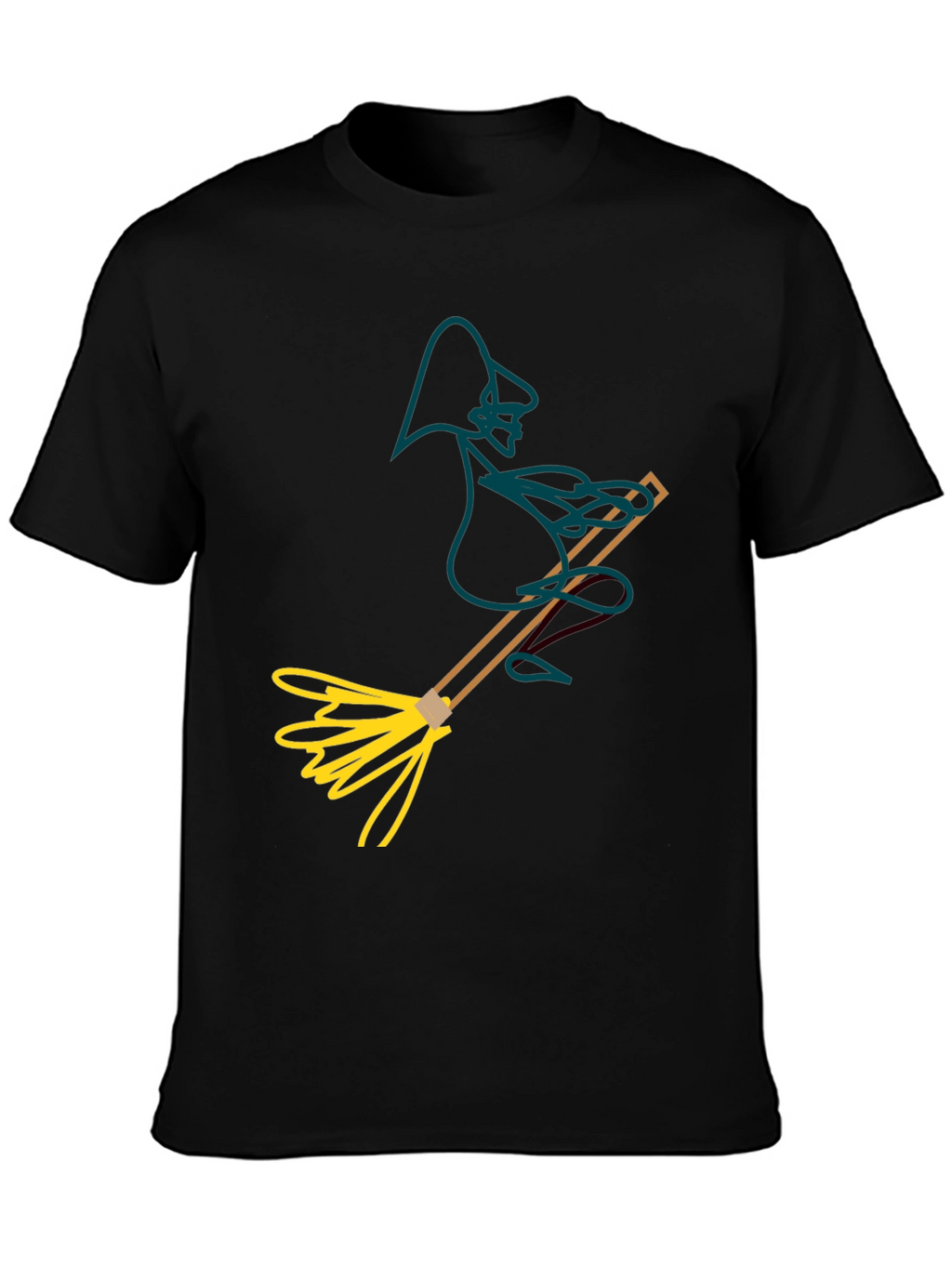 Whimsical Witch T-Shirt: Broomstick Graphic Tee