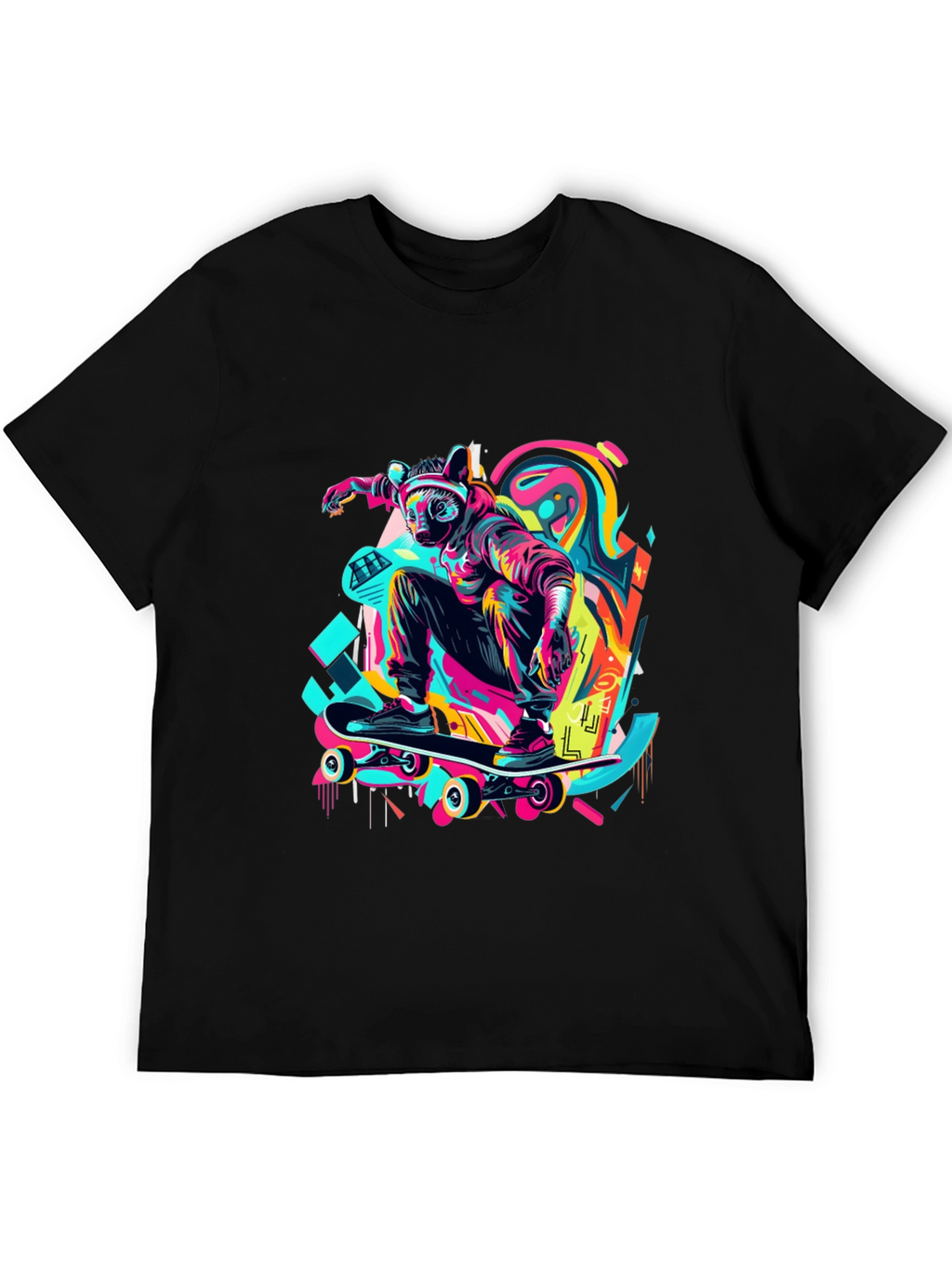 Skater Raccoon Graphic T-Shirt