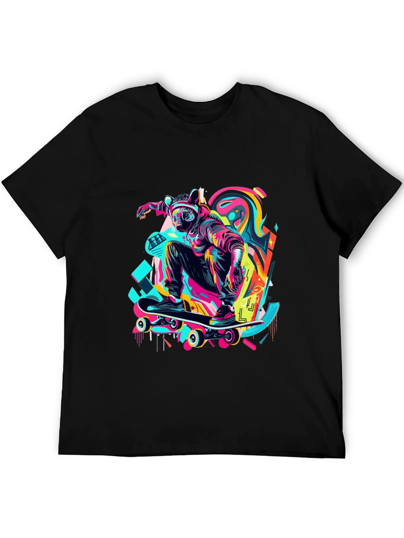 Skater Raccoon Graphic T-Shirt