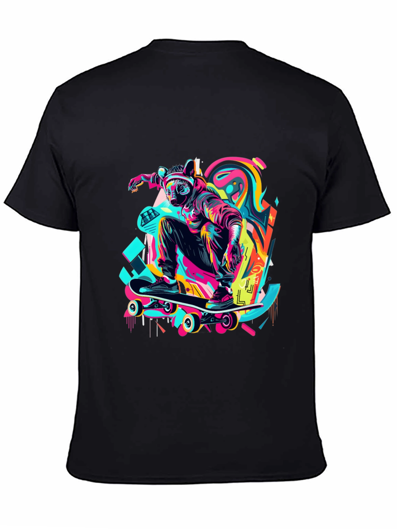 Skater Raccoon Graphic T-Shirt