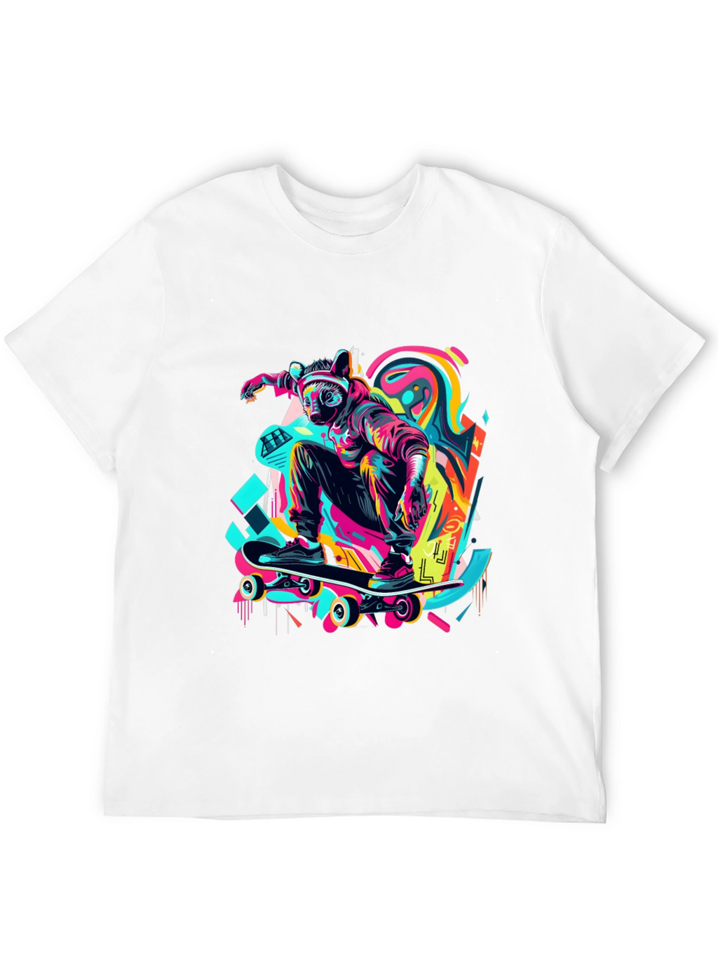 Skater Raccoon Graphic T-Shirt