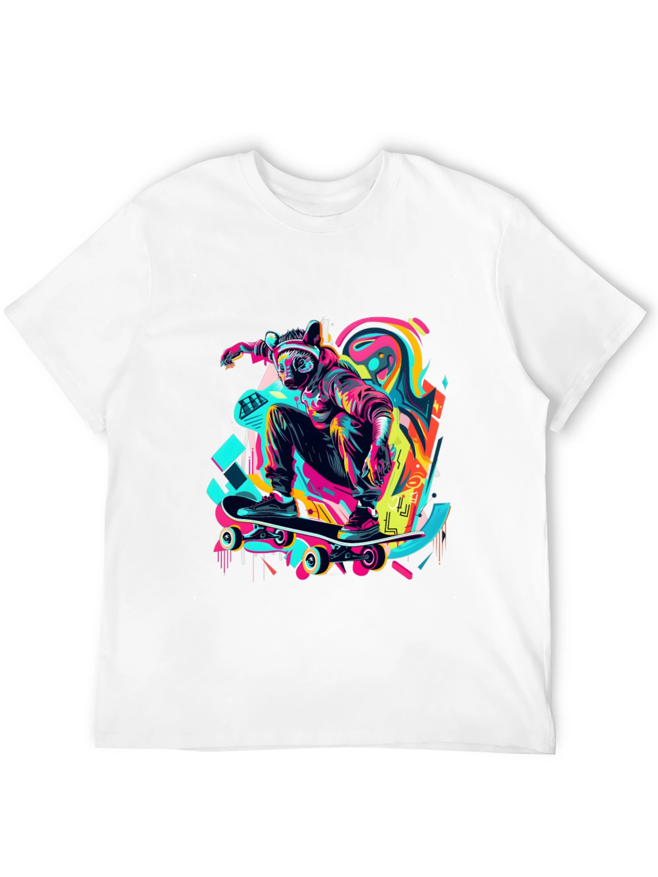 Skater Raccoon Graphic T-Shirt