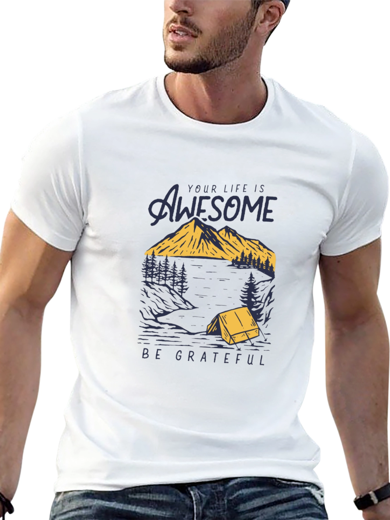 Awesome Life Graphic T-Shirt - Be Grateful Tee