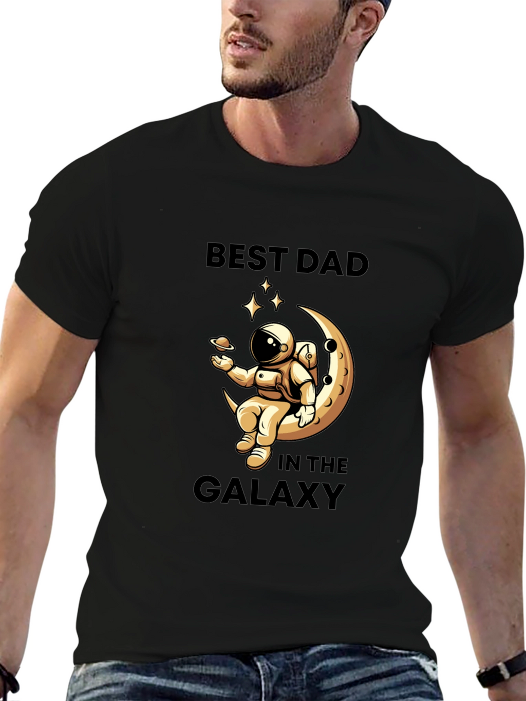 Best Dad in the Galaxy Black T-Shirt