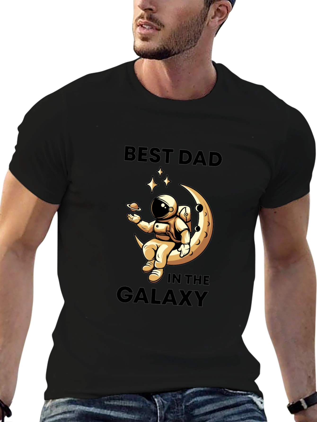 Best Dad in the Galaxy Black T-Shirt