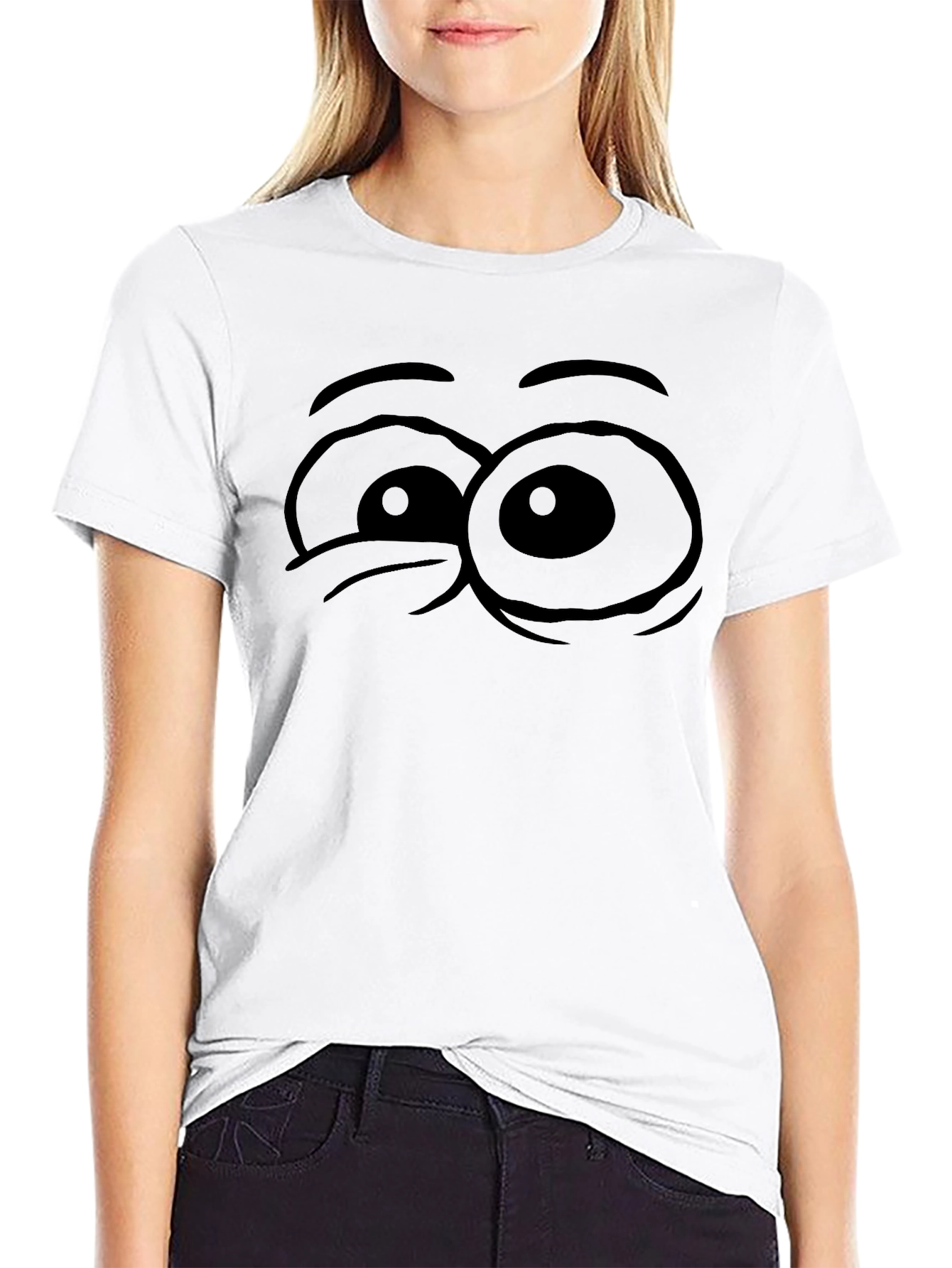 Cartoon Eye Graphic Black T-Shirt