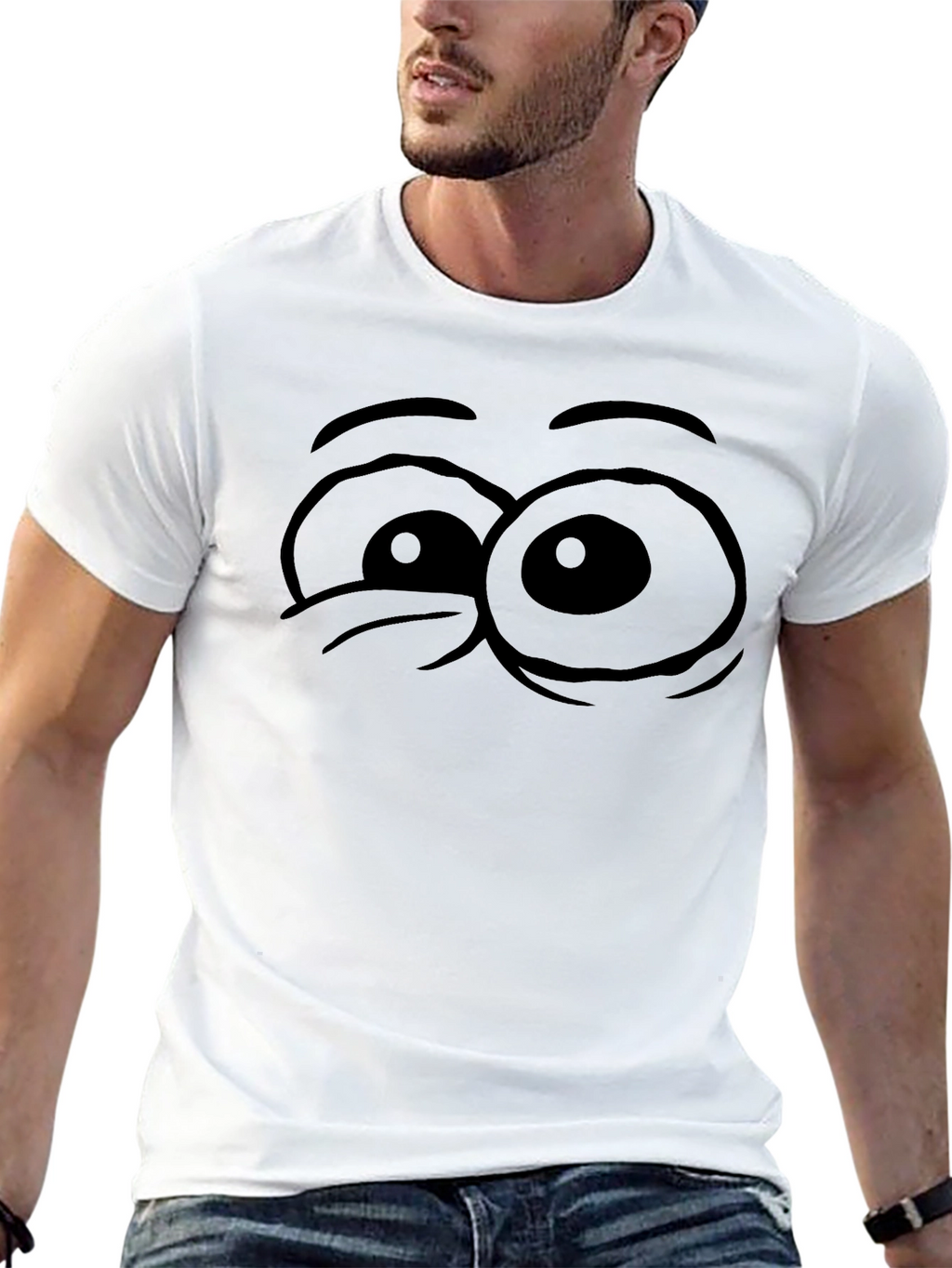 Cartoon Eye Graphic Black T-Shirt