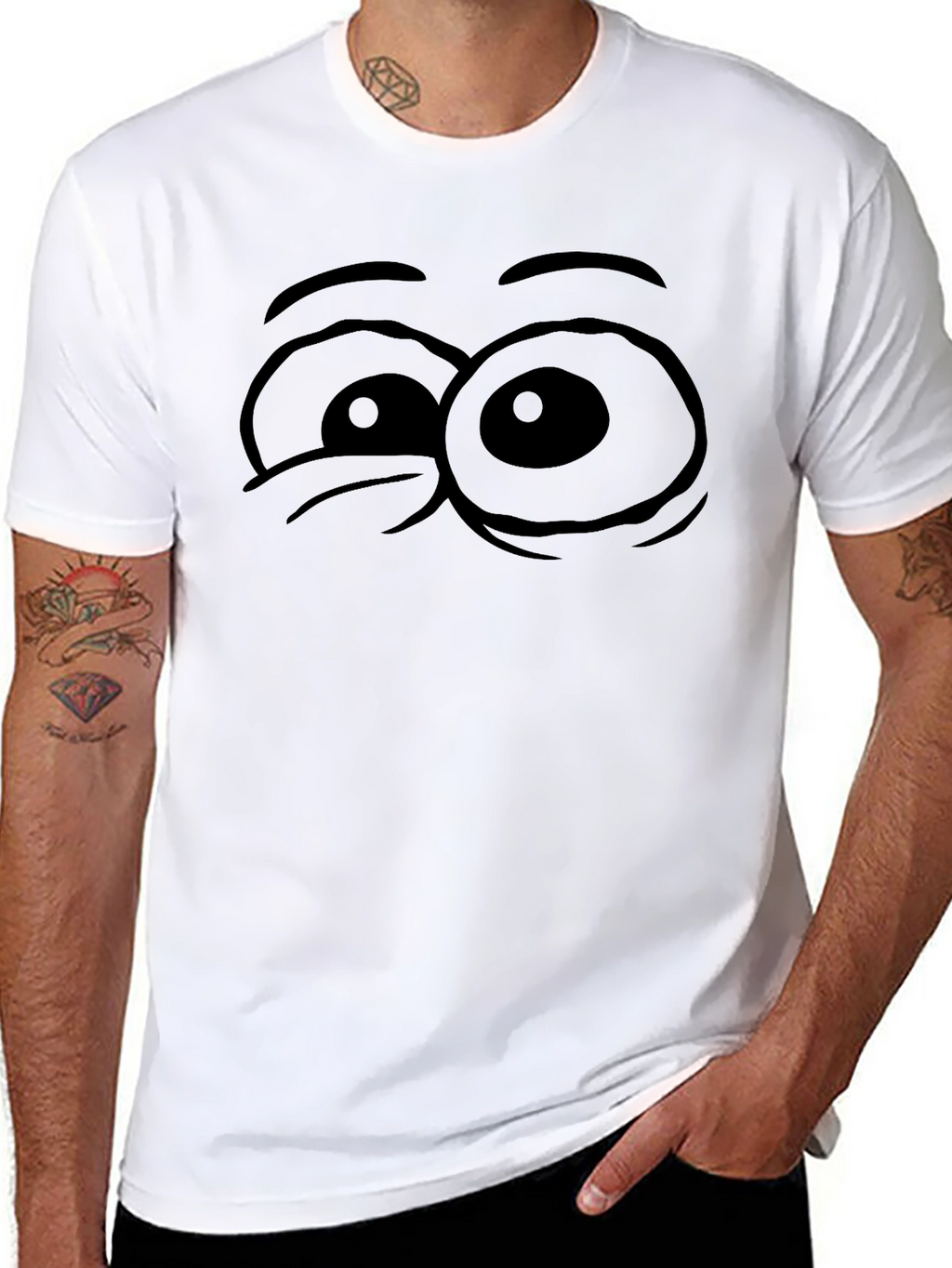 Cartoon Eye Graphic Black T-Shirt