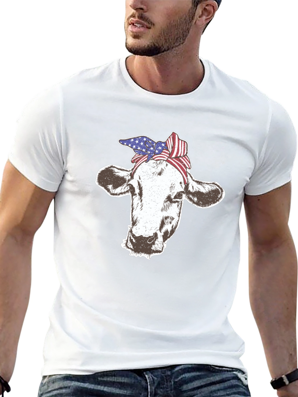 Cow USA Flag Bandana T-Shirt