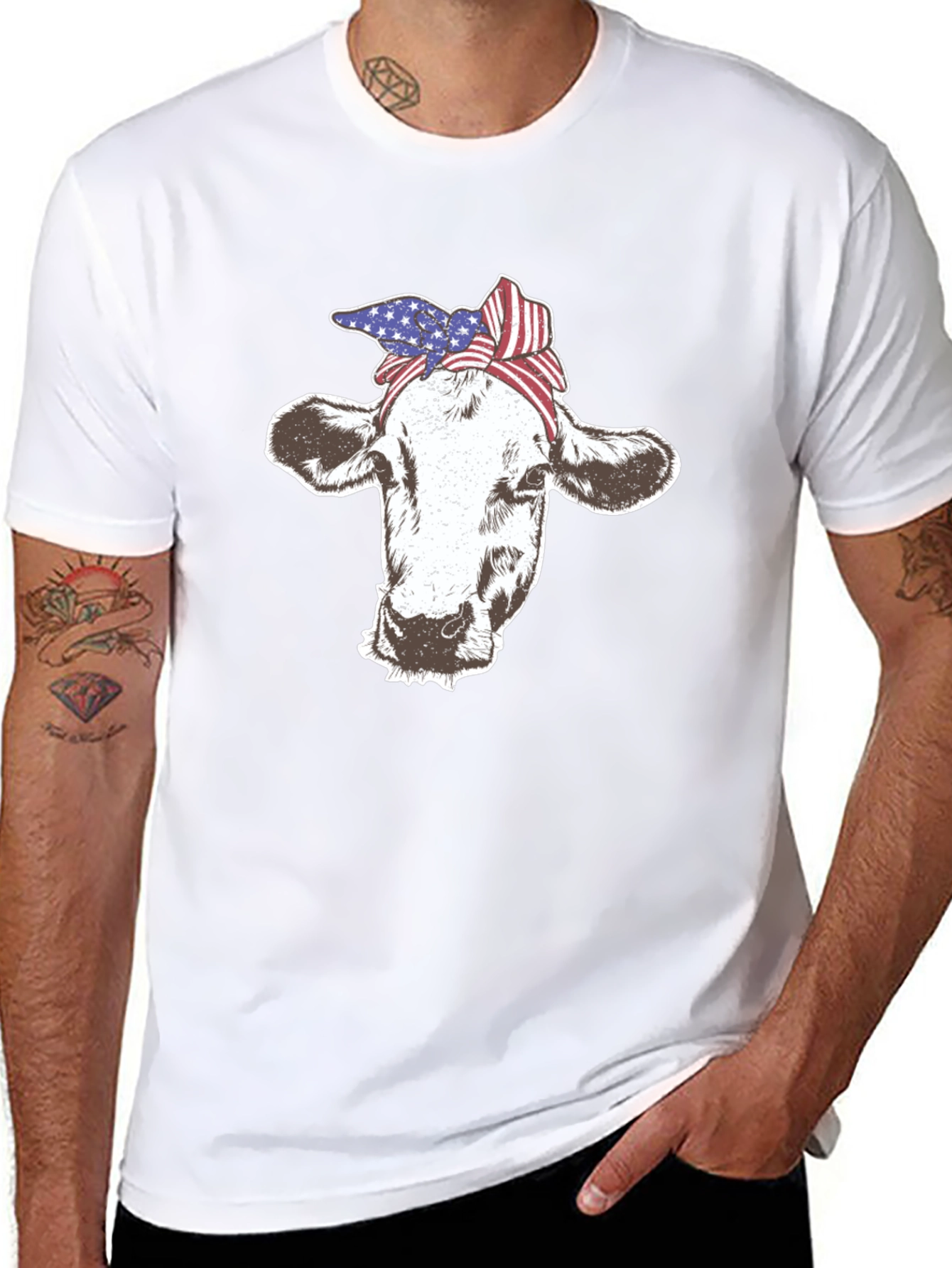Cow USA Flag Bandana T-Shirt