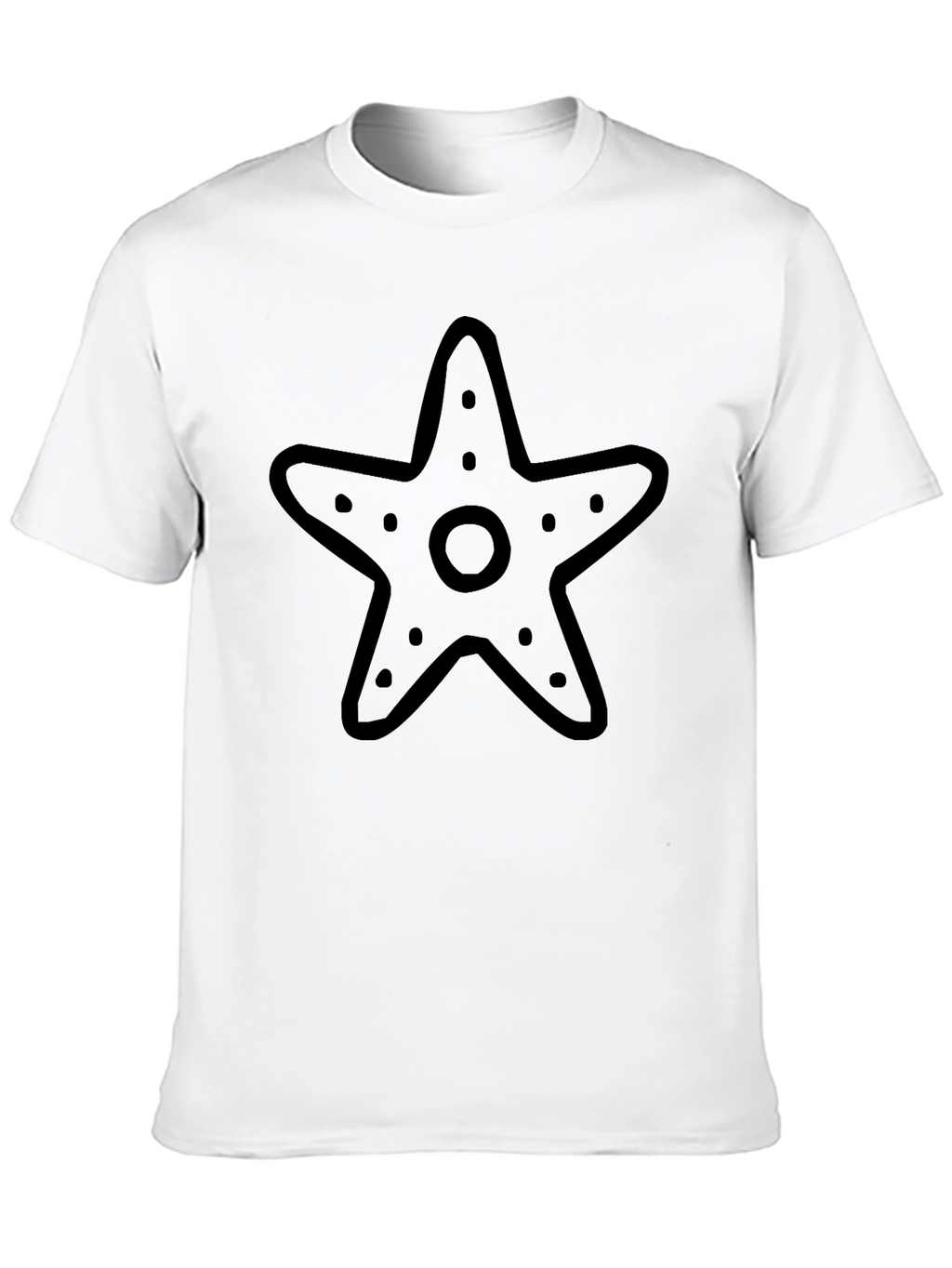 Starfish Graphic Tee - Black Cotton Casual Shirt