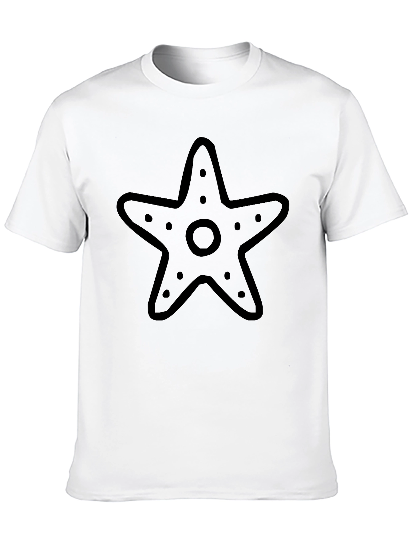 Starfish Graphic Tee - Black Cotton Casual Shirt