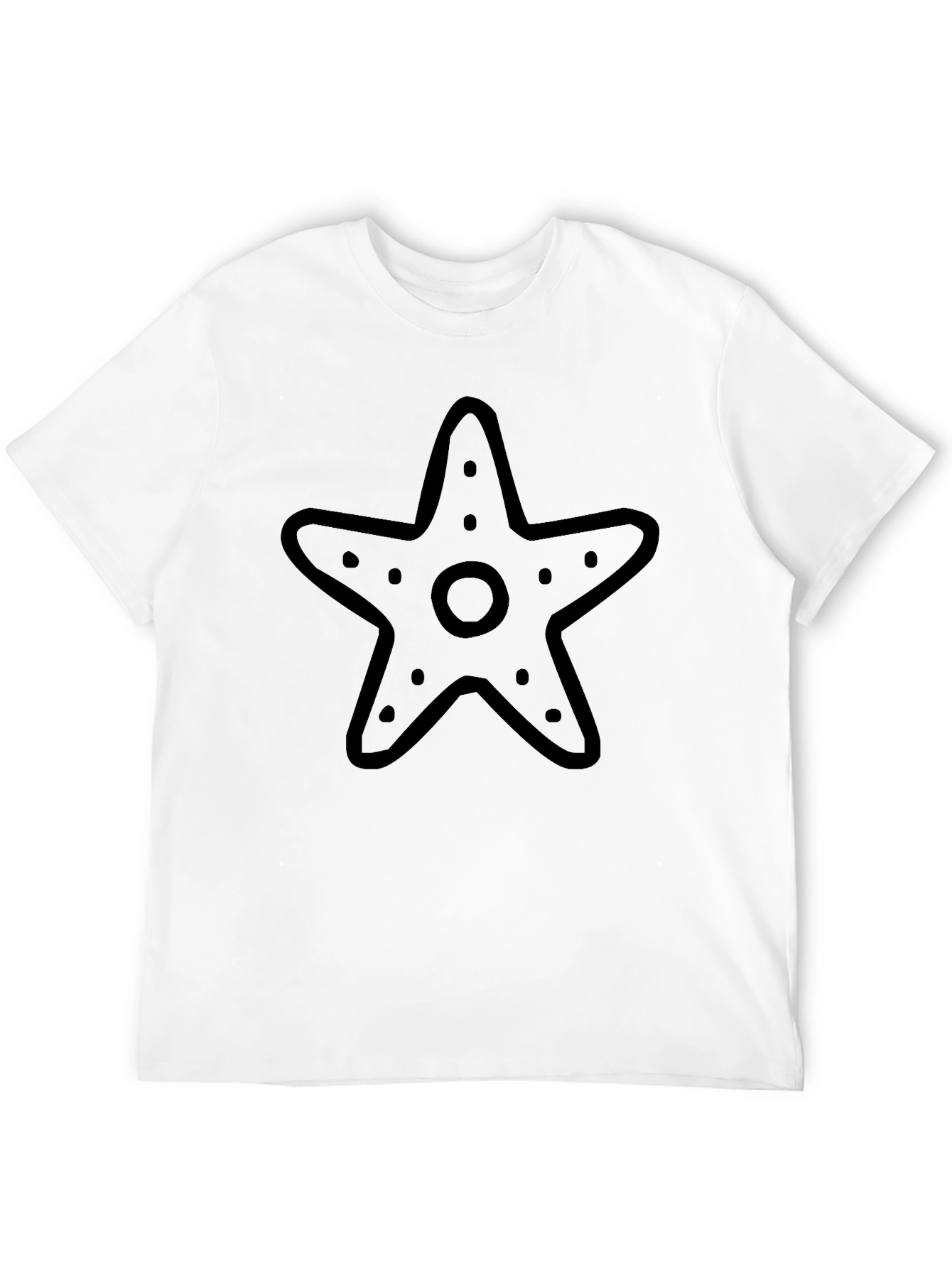 Starfish Graphic Tee - Black Cotton Casual Shirt