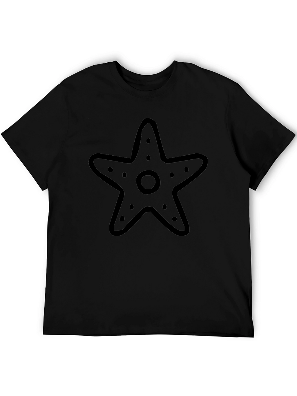 Starfish Graphic Tee - Black Cotton Casual Shirt