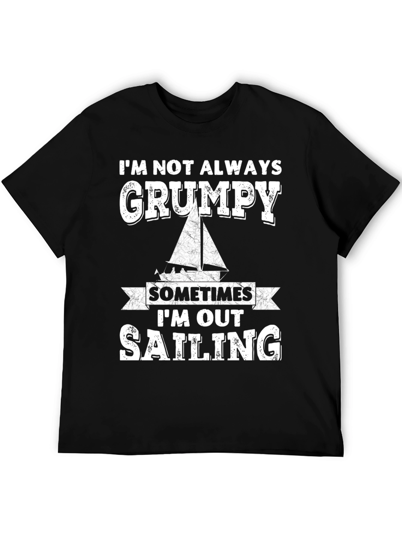 Grumpy Sailing T-Shirt Black Crew Neck