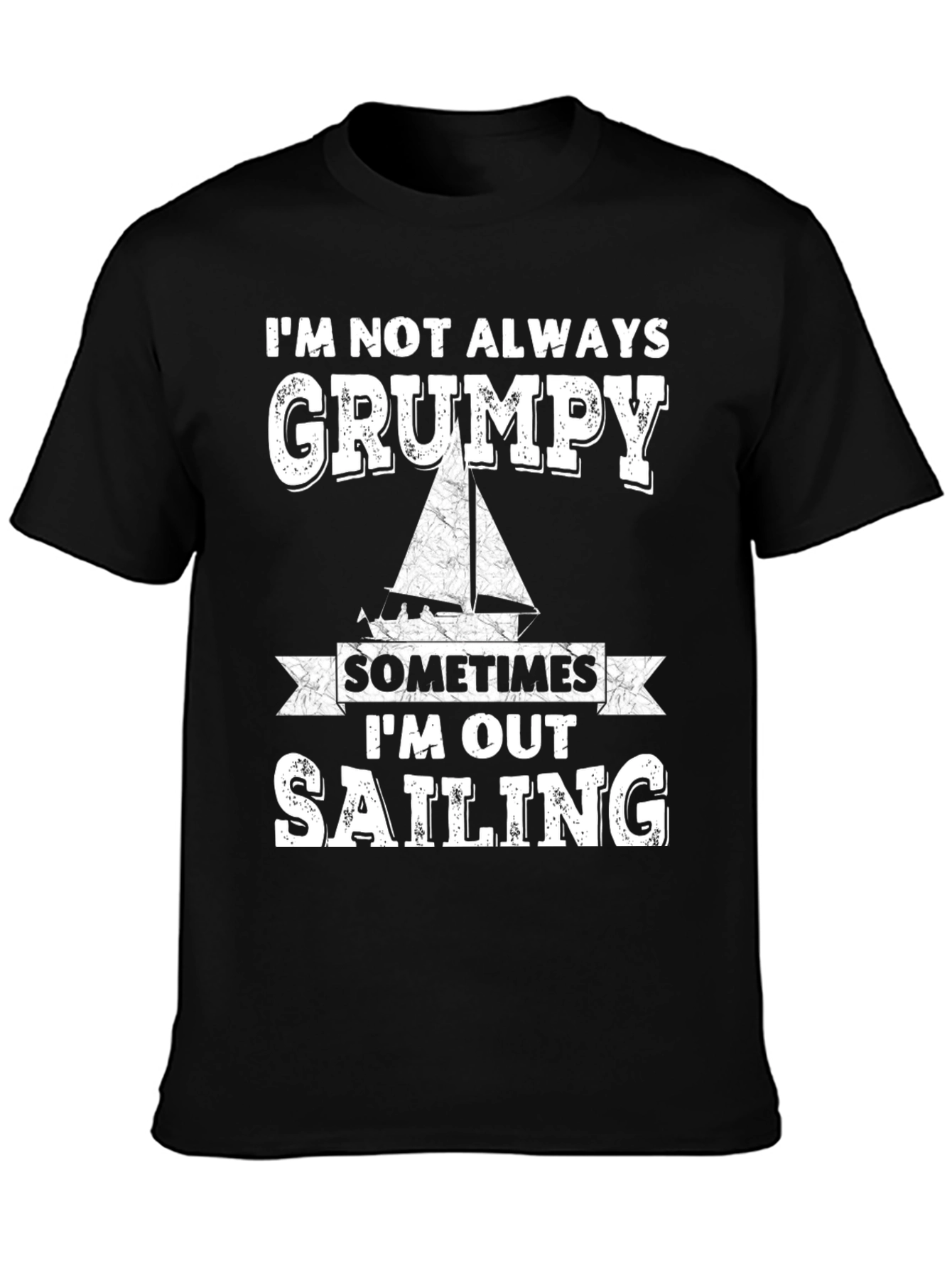 Grumpy Sailing T-Shirt Black Crew Neck