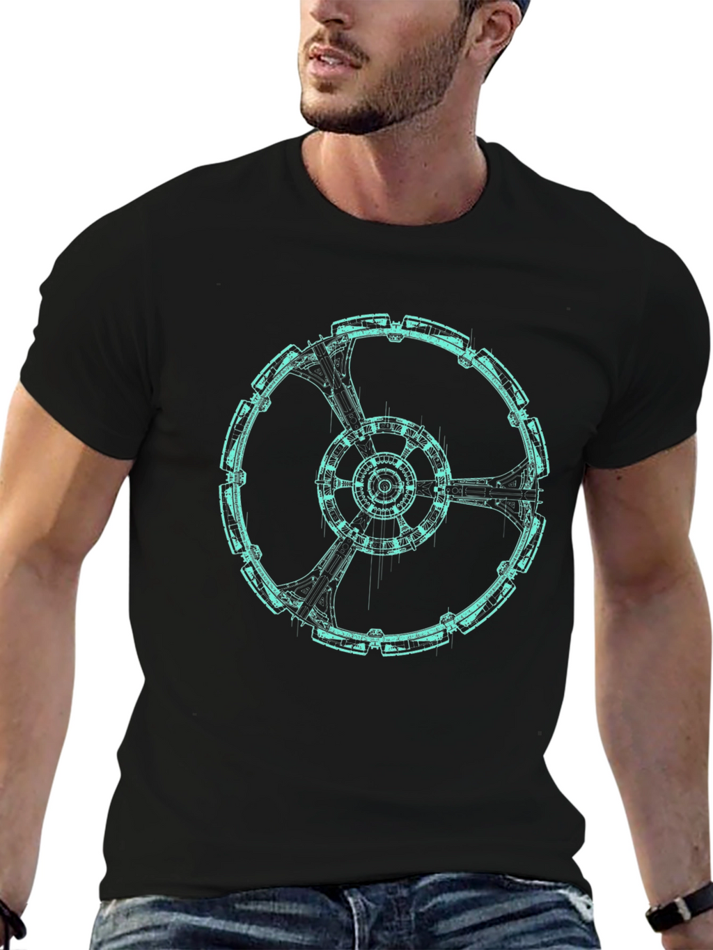 Sci-Fi Ring Graphic Tee - Modern Design
