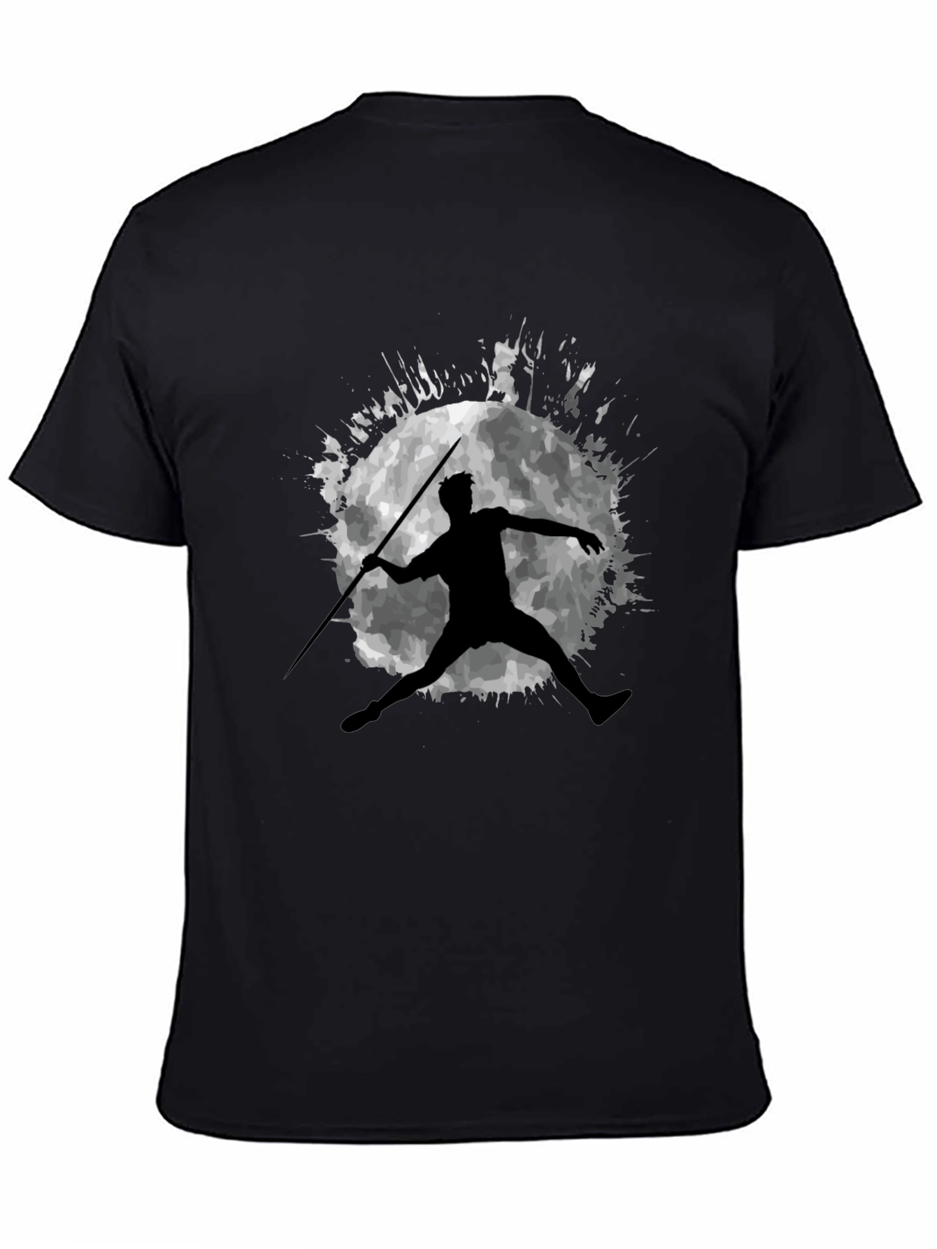 Javelin Thrower Moon Graphic Black T-Shirt
