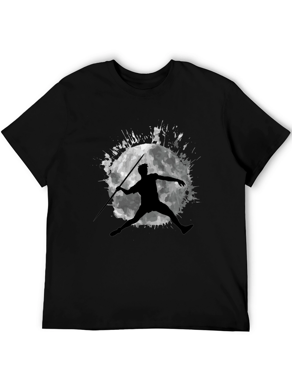 Javelin Thrower Moon Graphic Black T-Shirt