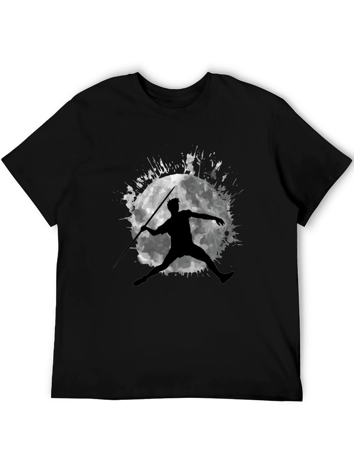 Javelin Thrower Moon Graphic Black T-Shirt