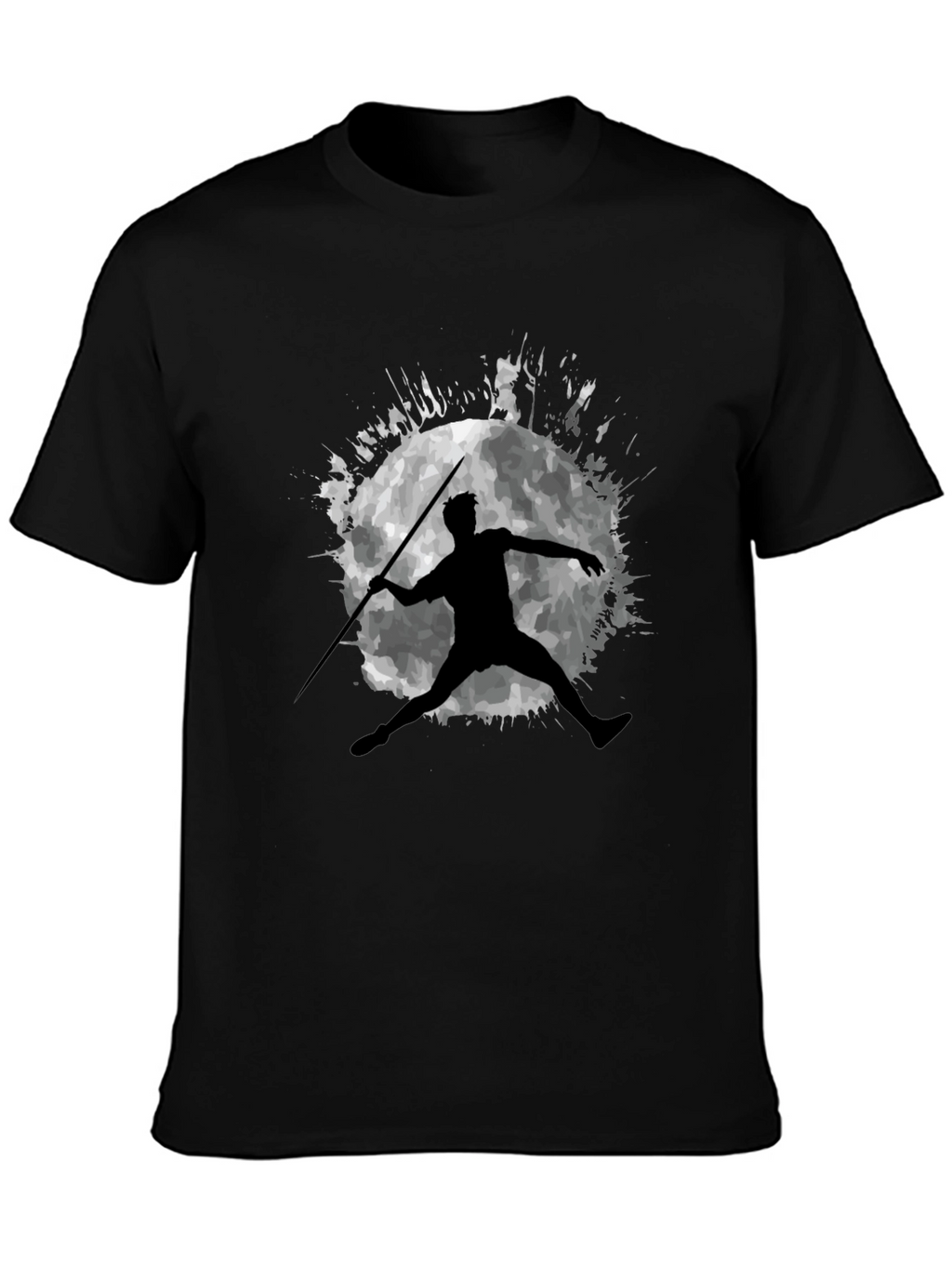 Javelin Thrower Moon Graphic Black T-Shirt