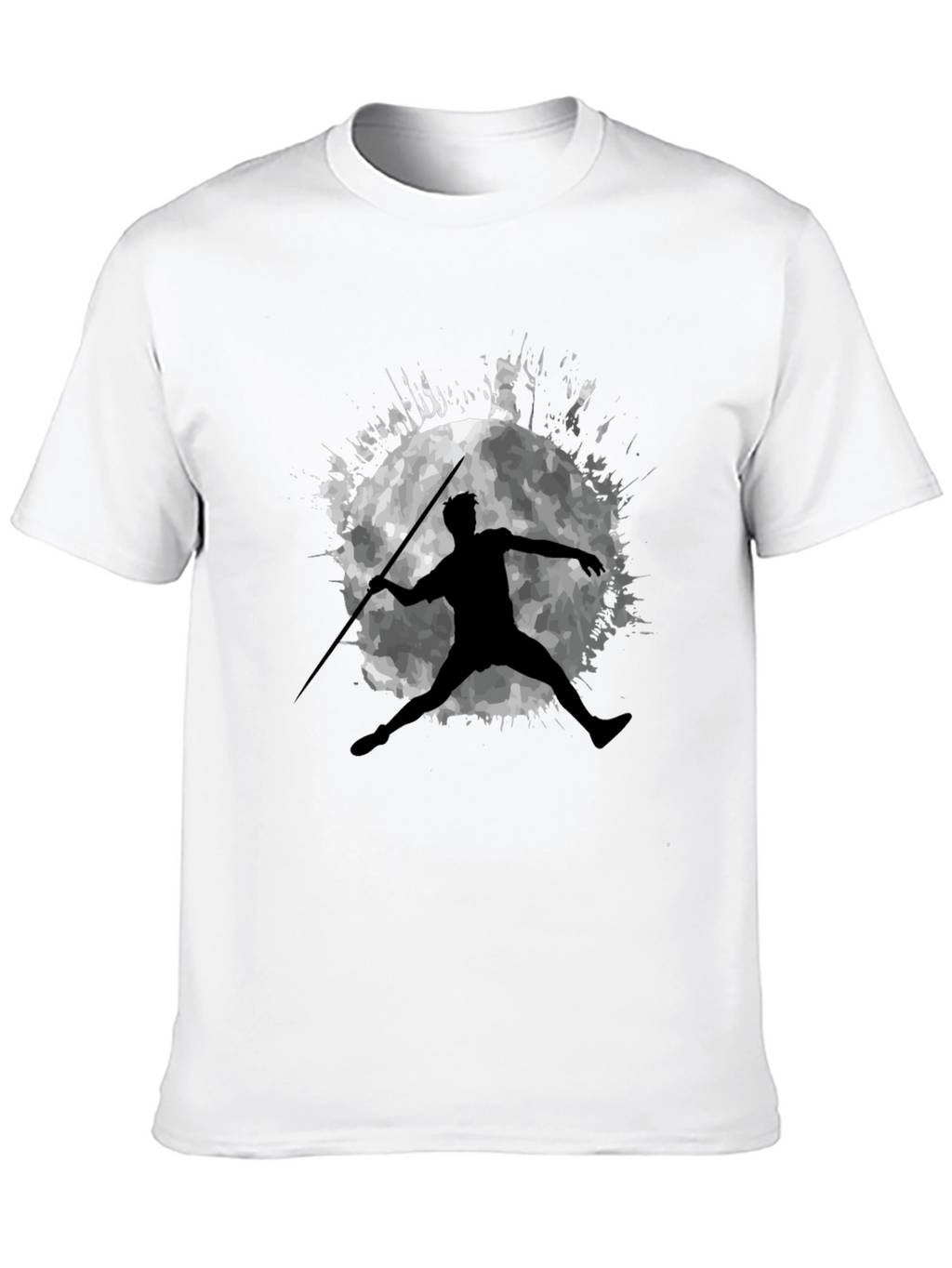Javelin Thrower Moon Graphic Black T-Shirt