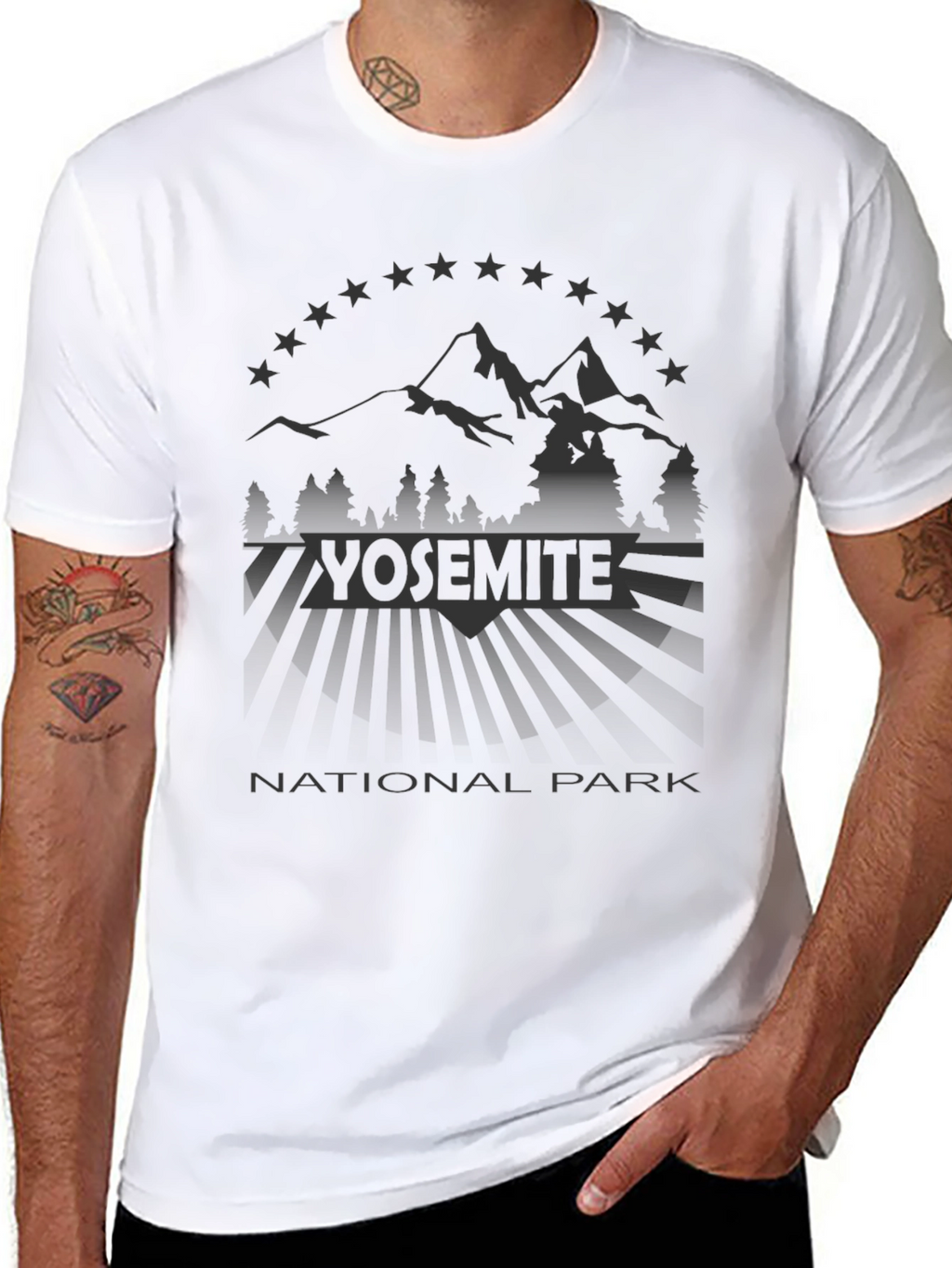 Yosemite National Park Mens Black T-Shirt