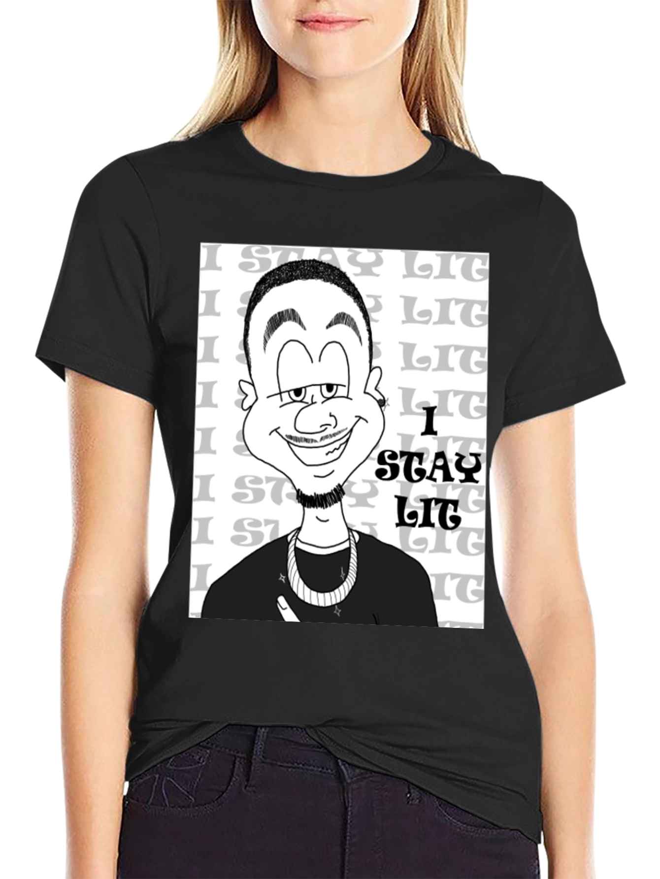 Stay Lit Black Graphic T-Shirt