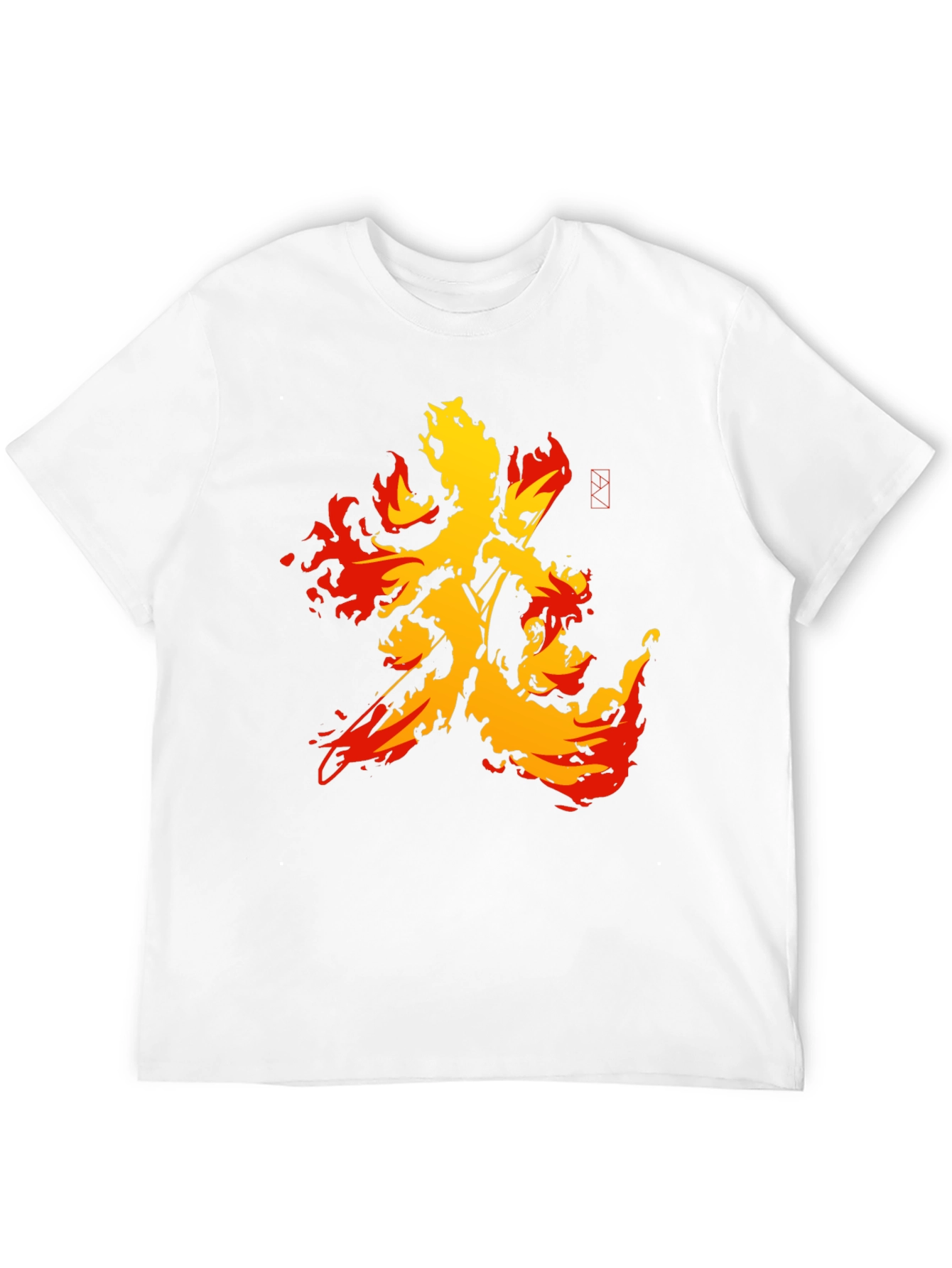 Fiery Kanji Graphic Tee - Bold Black Shirt
