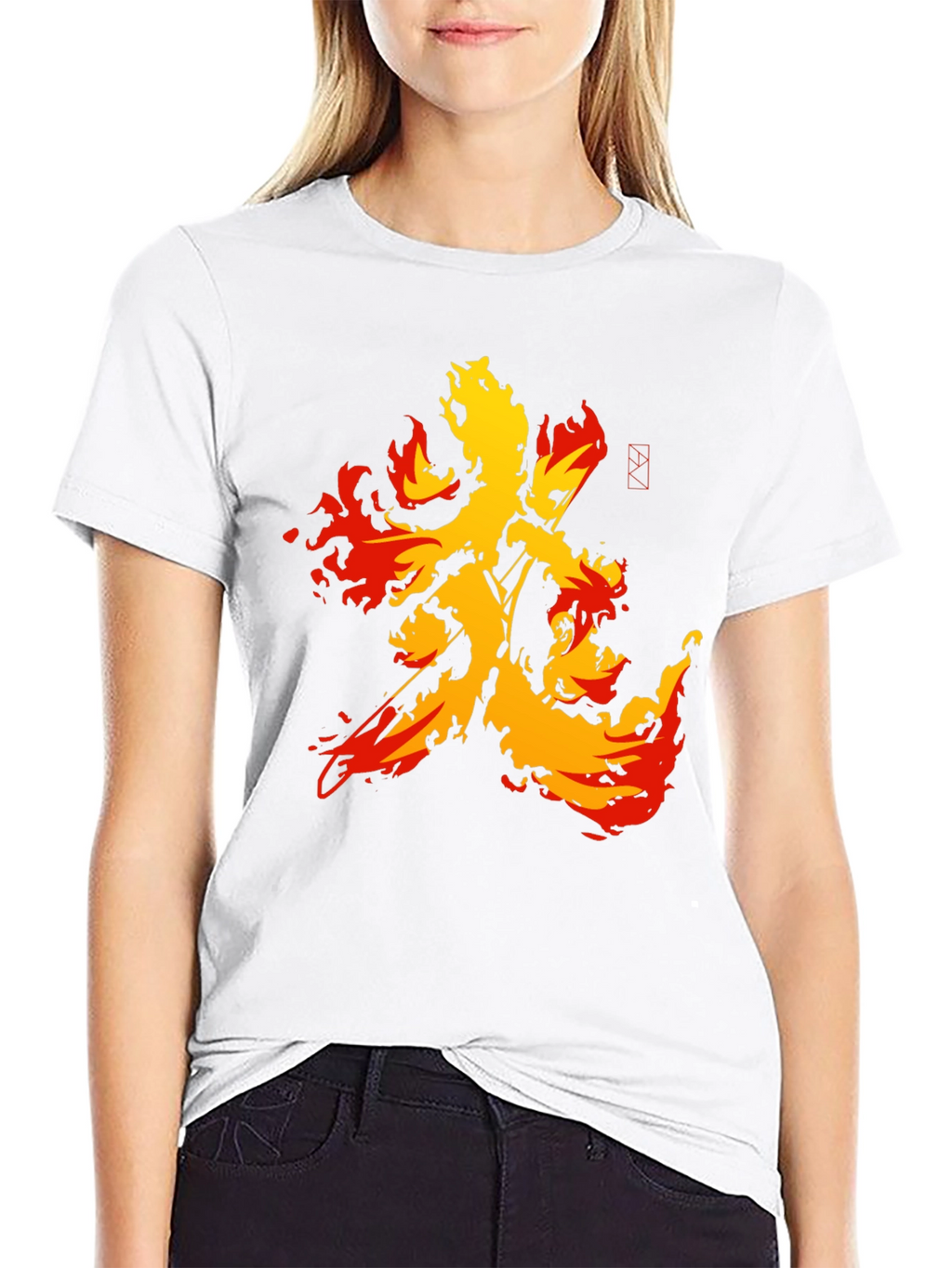 Fiery Kanji Graphic Tee - Bold Black Shirt