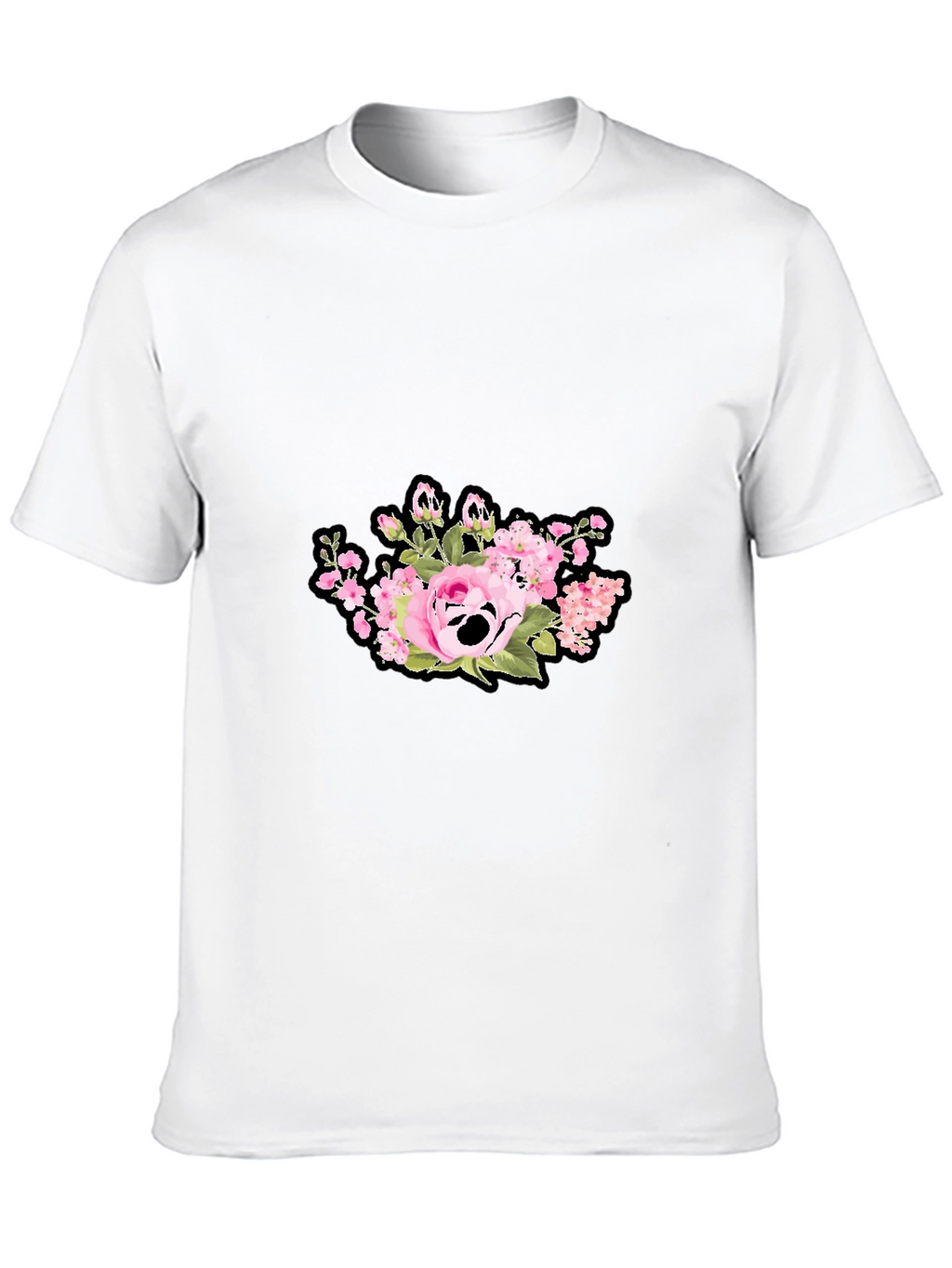 Floral Skull Graphic Print Black T-Shirt