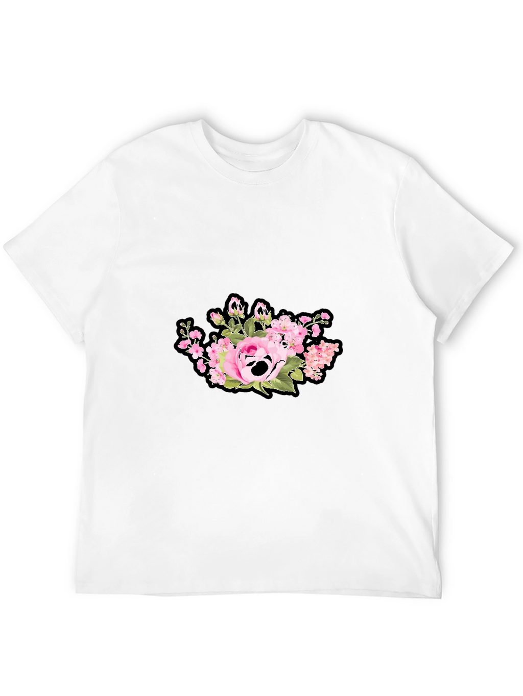 Floral Skull Graphic Print Black T-Shirt