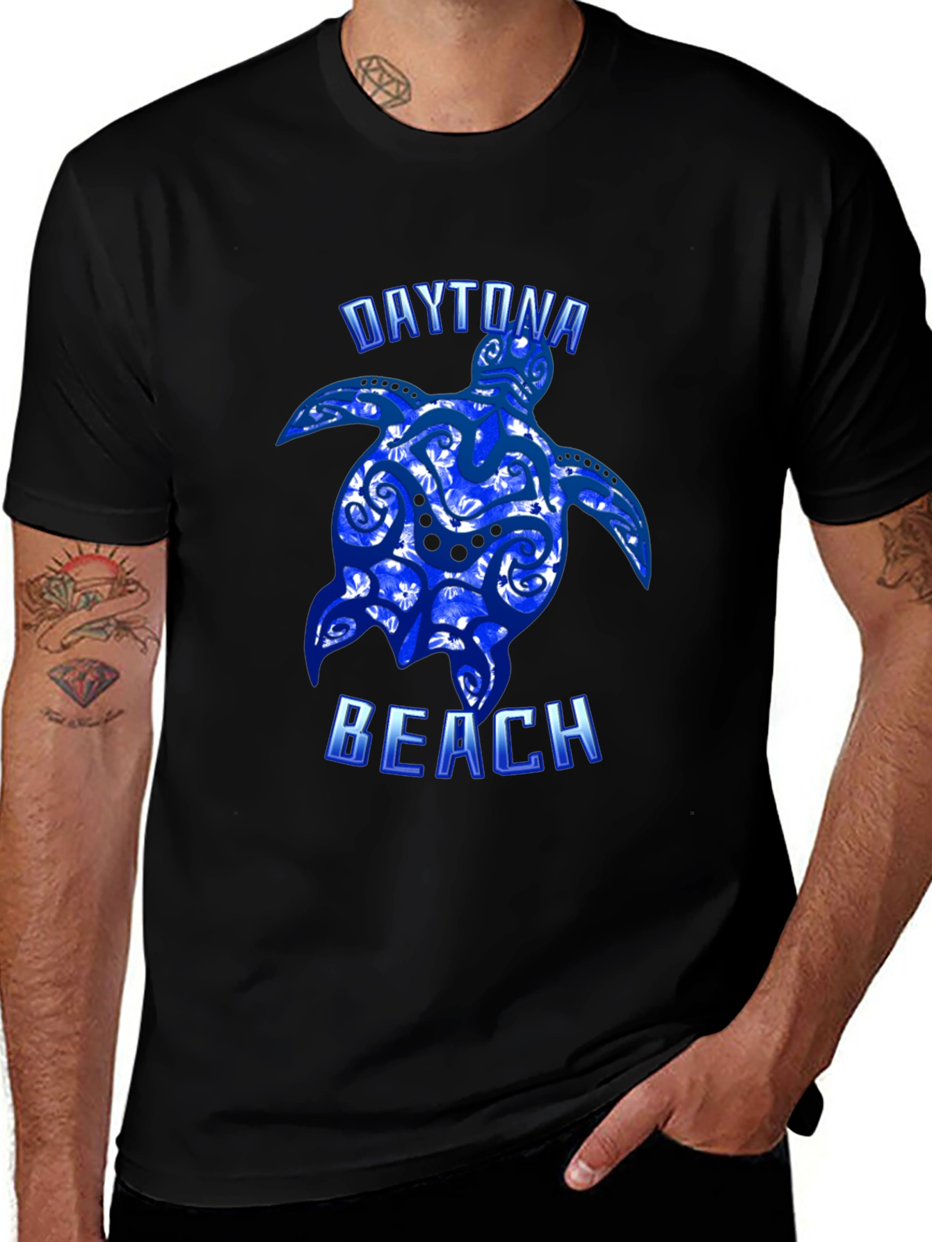 Daytona Beach Turtle Graphic Tee - Black