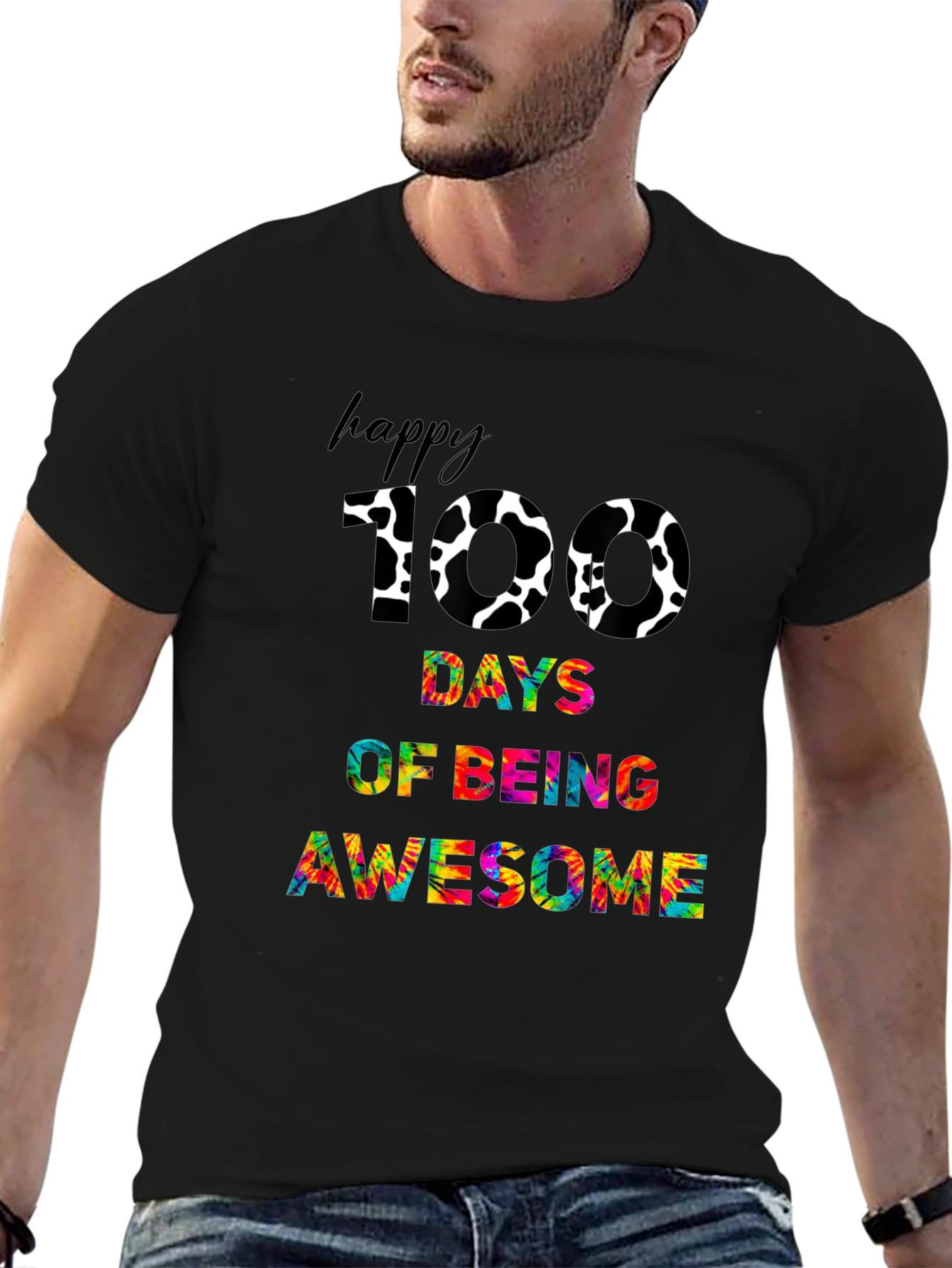 Happy 100 Days Awesome Black T-shirt